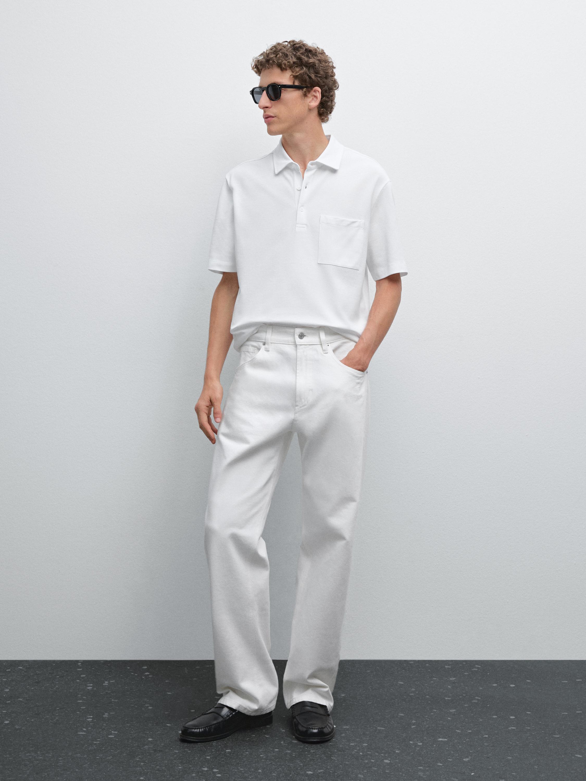 Piqué textured 100% cotton polo shirt
