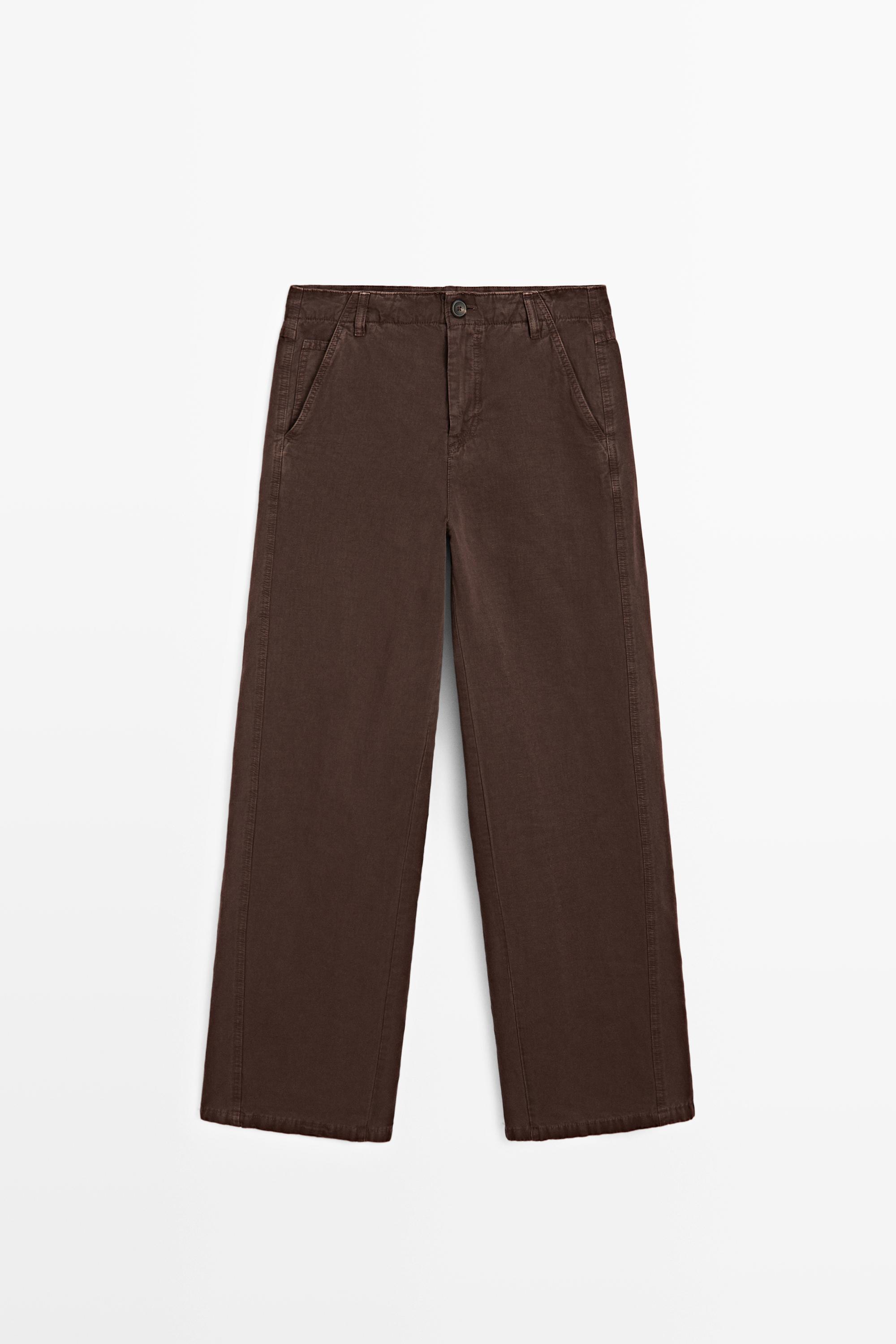 Broek van linnenmix met stras