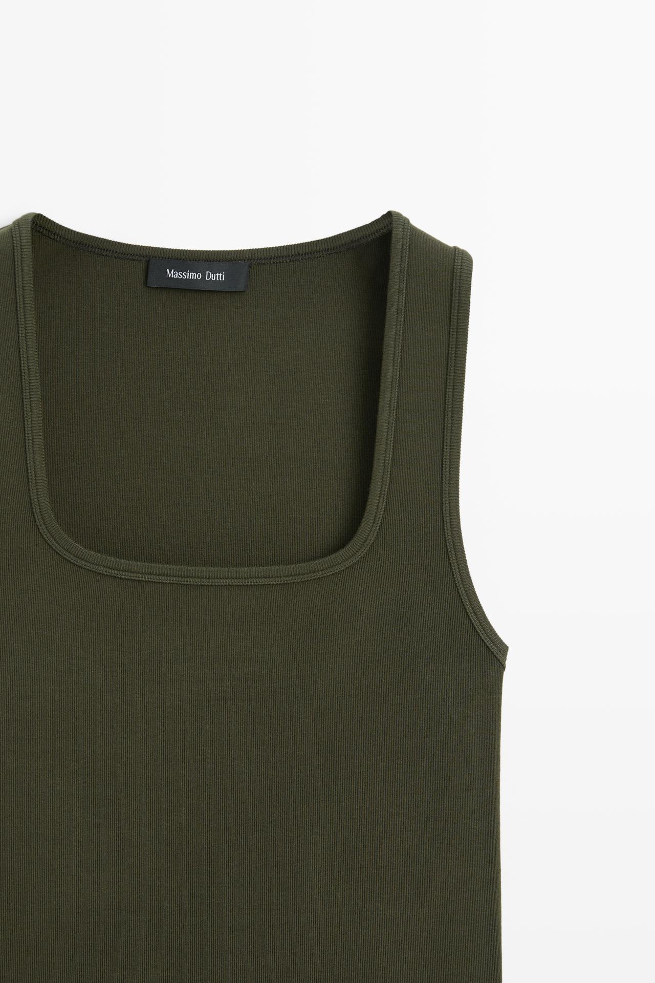 Square Neck Top — DARK KHAKI