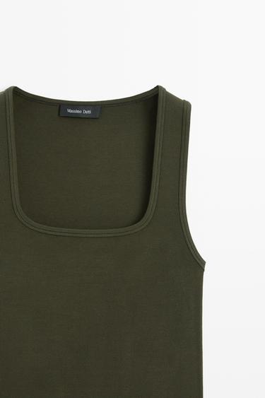 Square Neck Top — DARK KHAKI 4