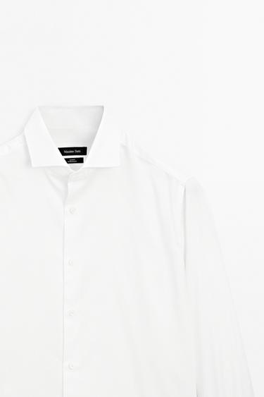 Slim fit cotton shirt with double cuffs — WHITE 4