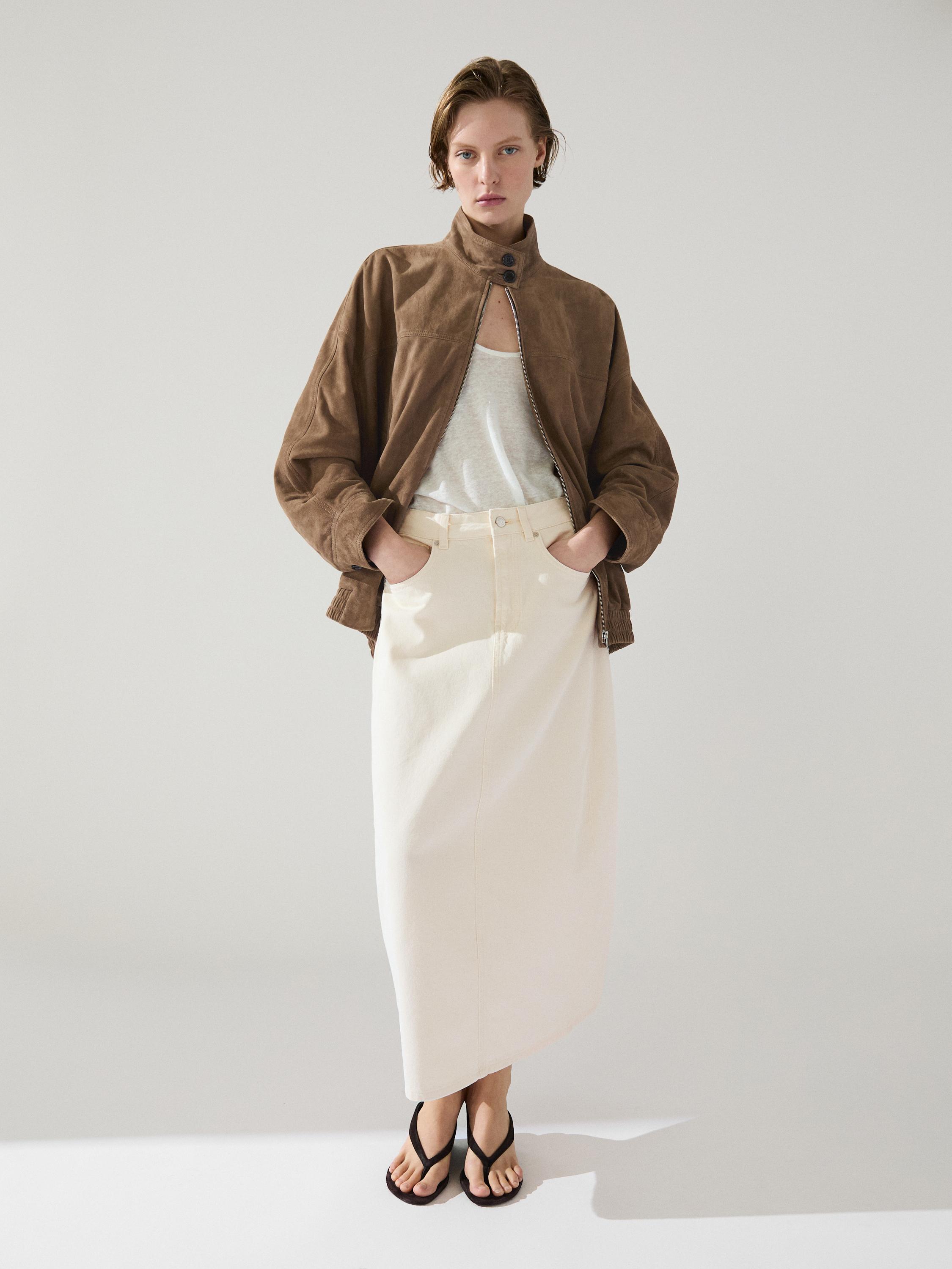 Barrel fit denim midi skirt — CREAM