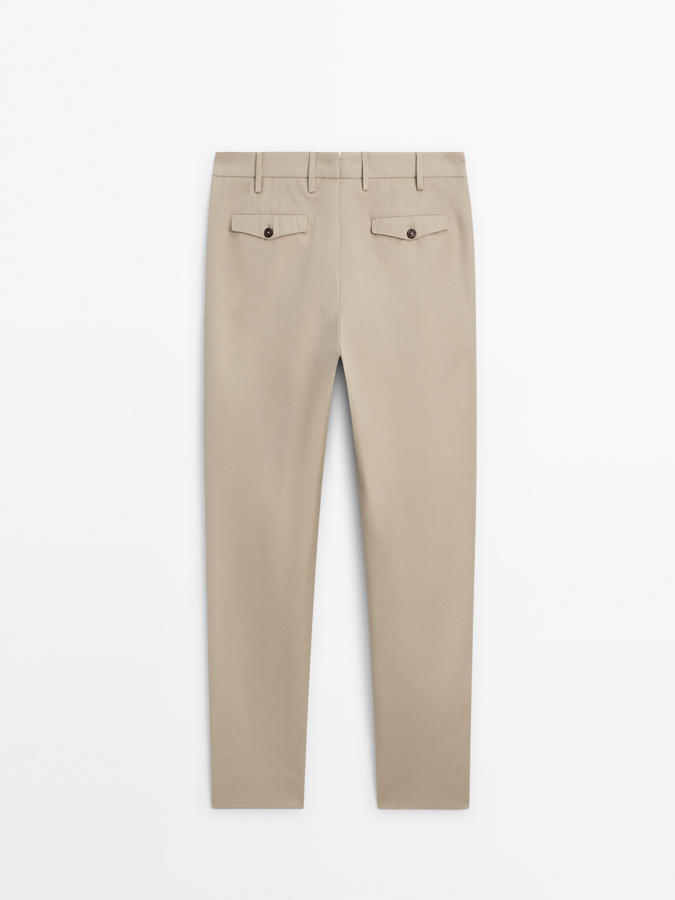 Cotton blend darted trousers
