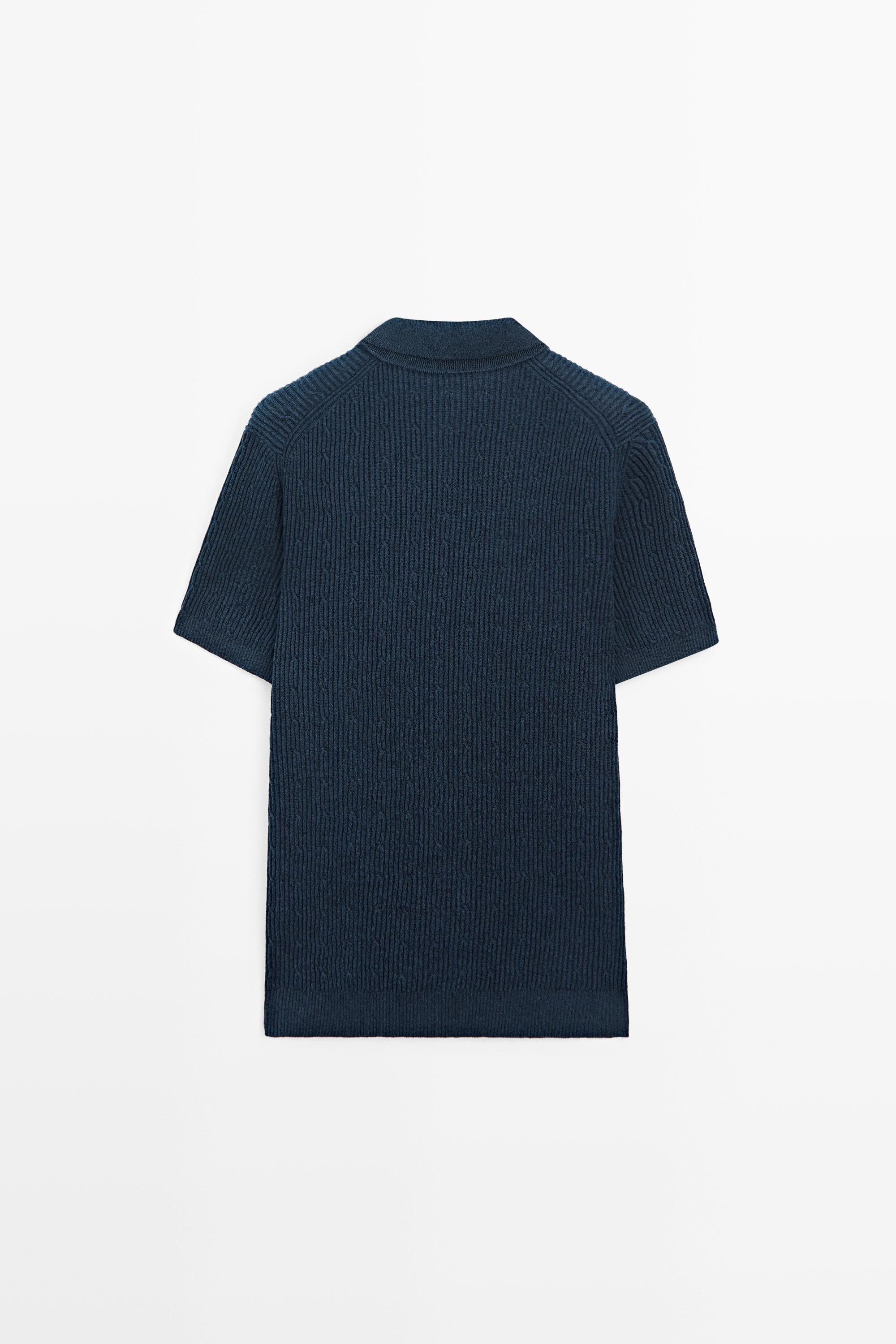 Cable-knit polo sweater - LIMITED EDITION — NAVY BLUE