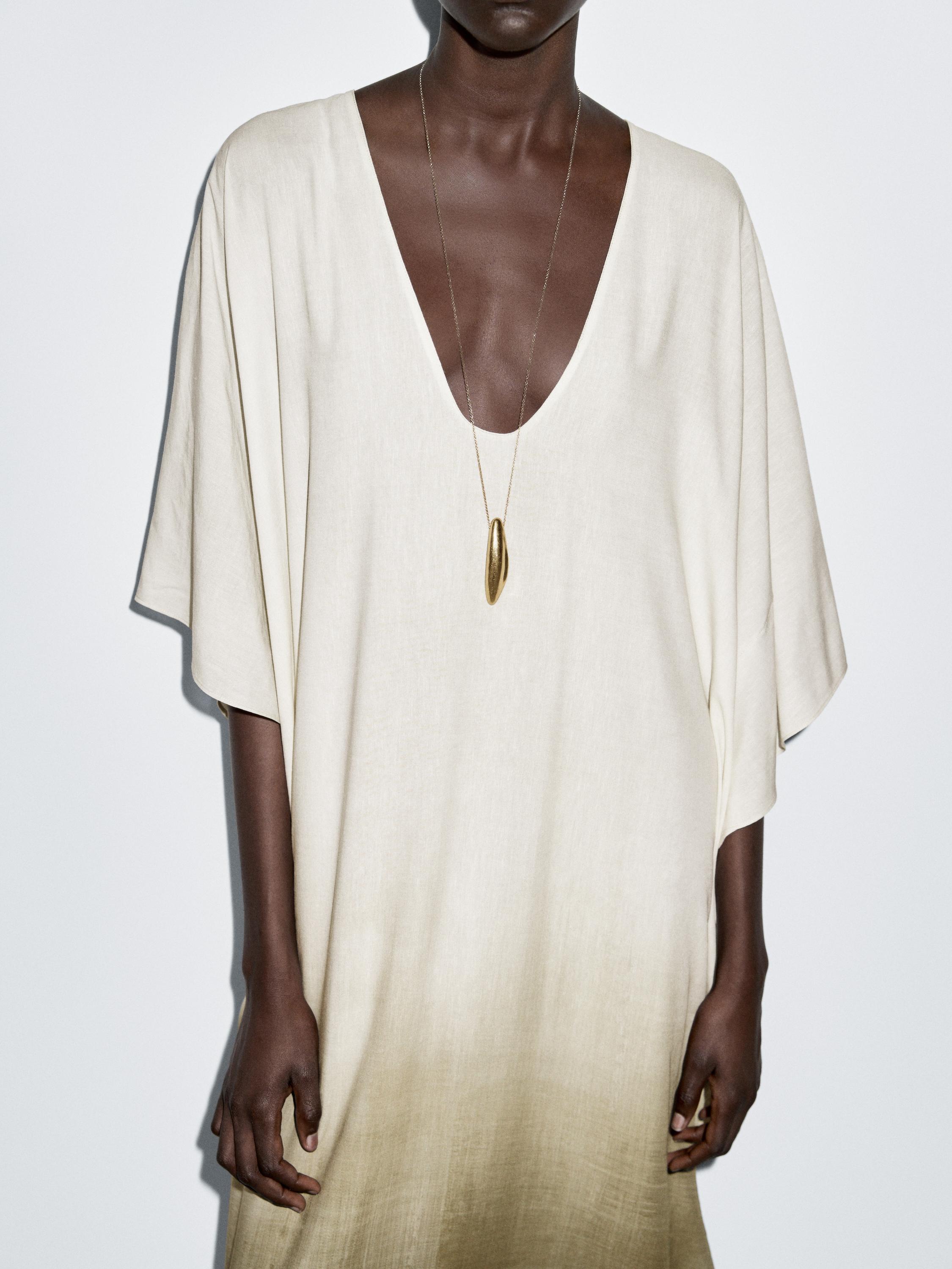 Μακρύ φόρεμα τουνίκ με μανίκια νυχτερίδα