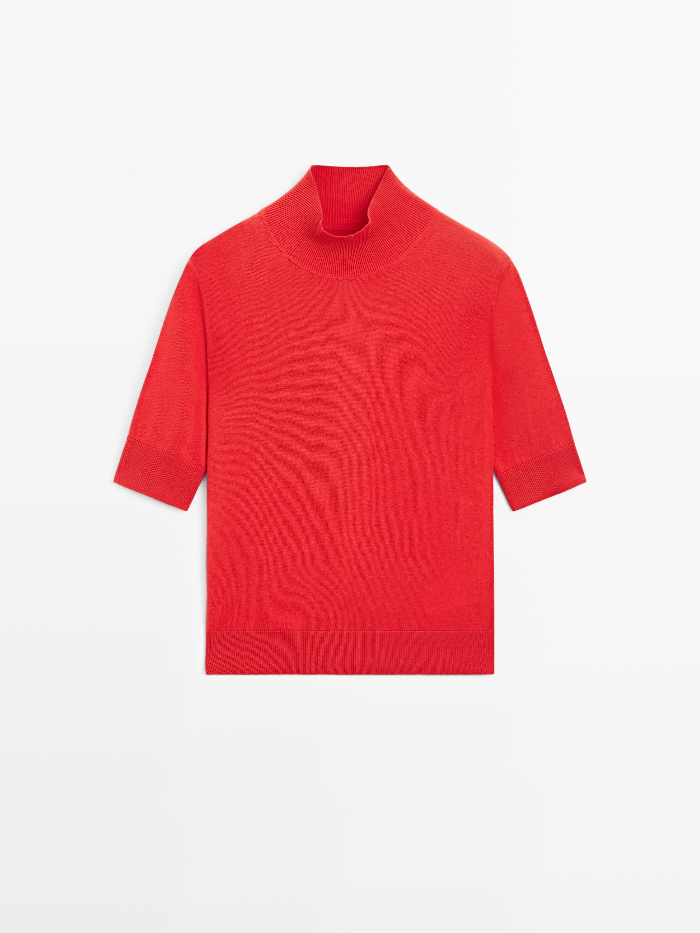 Silk blend knit sweater with back detail - STUDIO — ORANGE