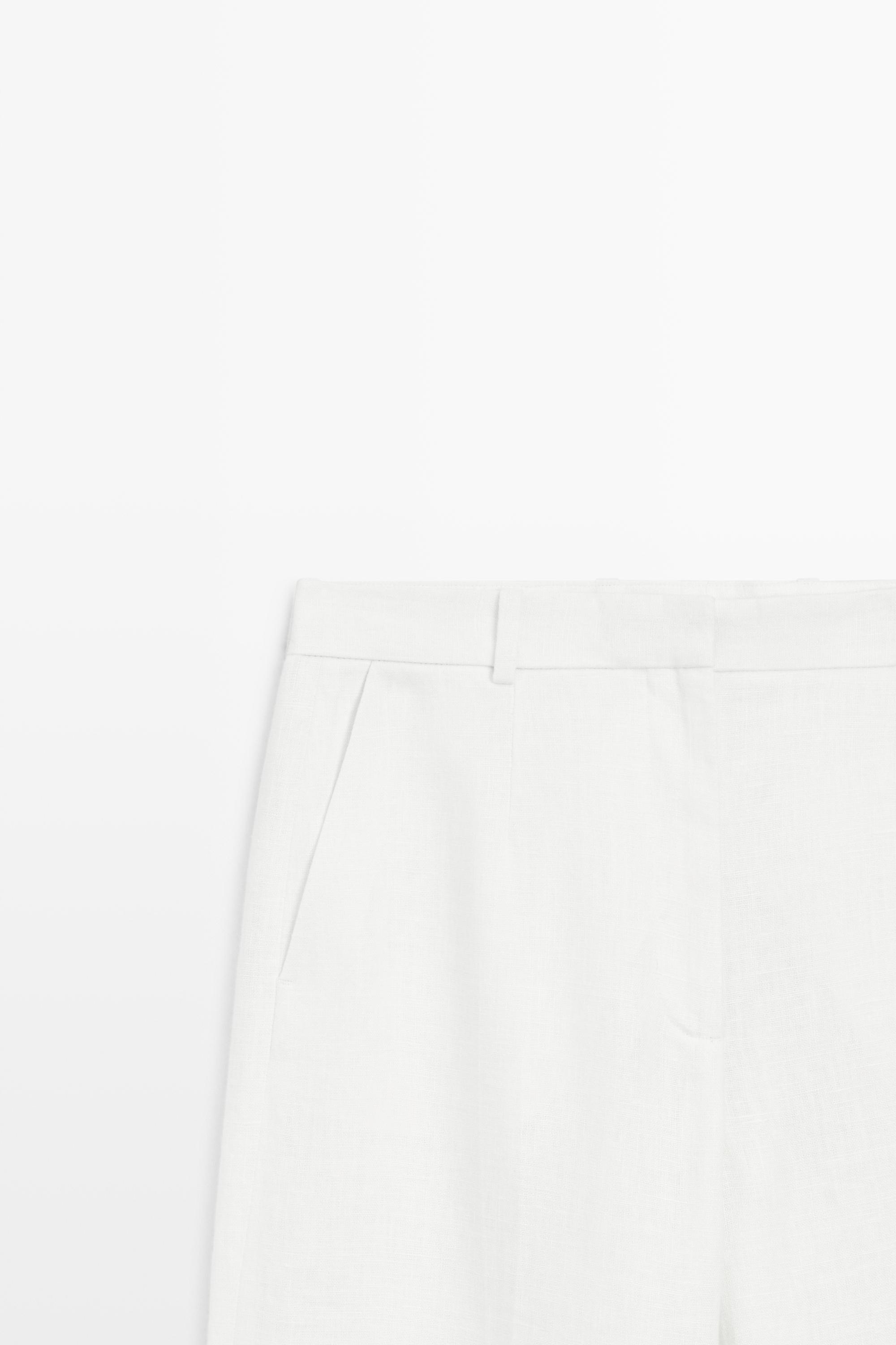 100% linen pants with darts — Off white