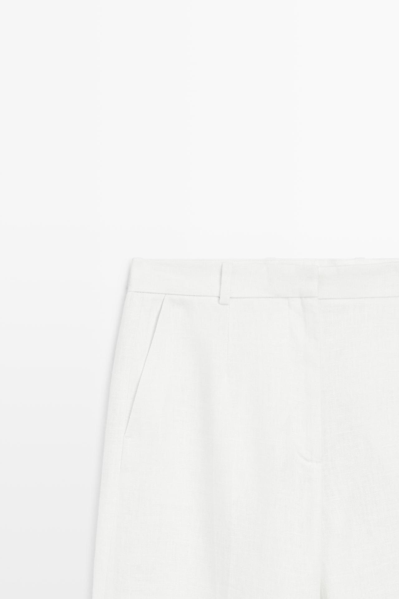 100% linen pants with darts — Off white