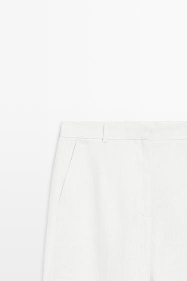 100% linen pants with darts — Off white 4
