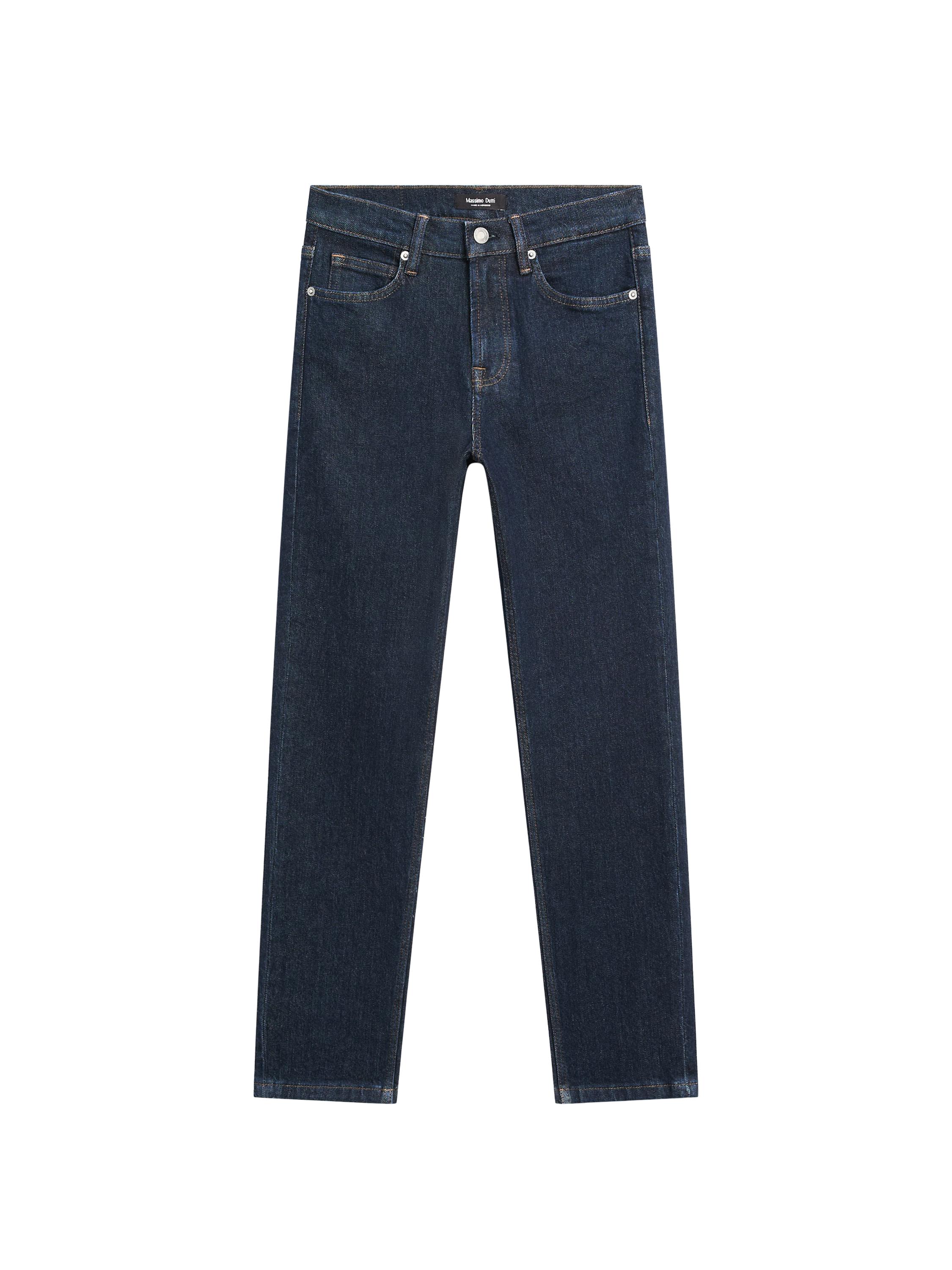 Mid-rise cropped slim fit jeans — DARK BLUE