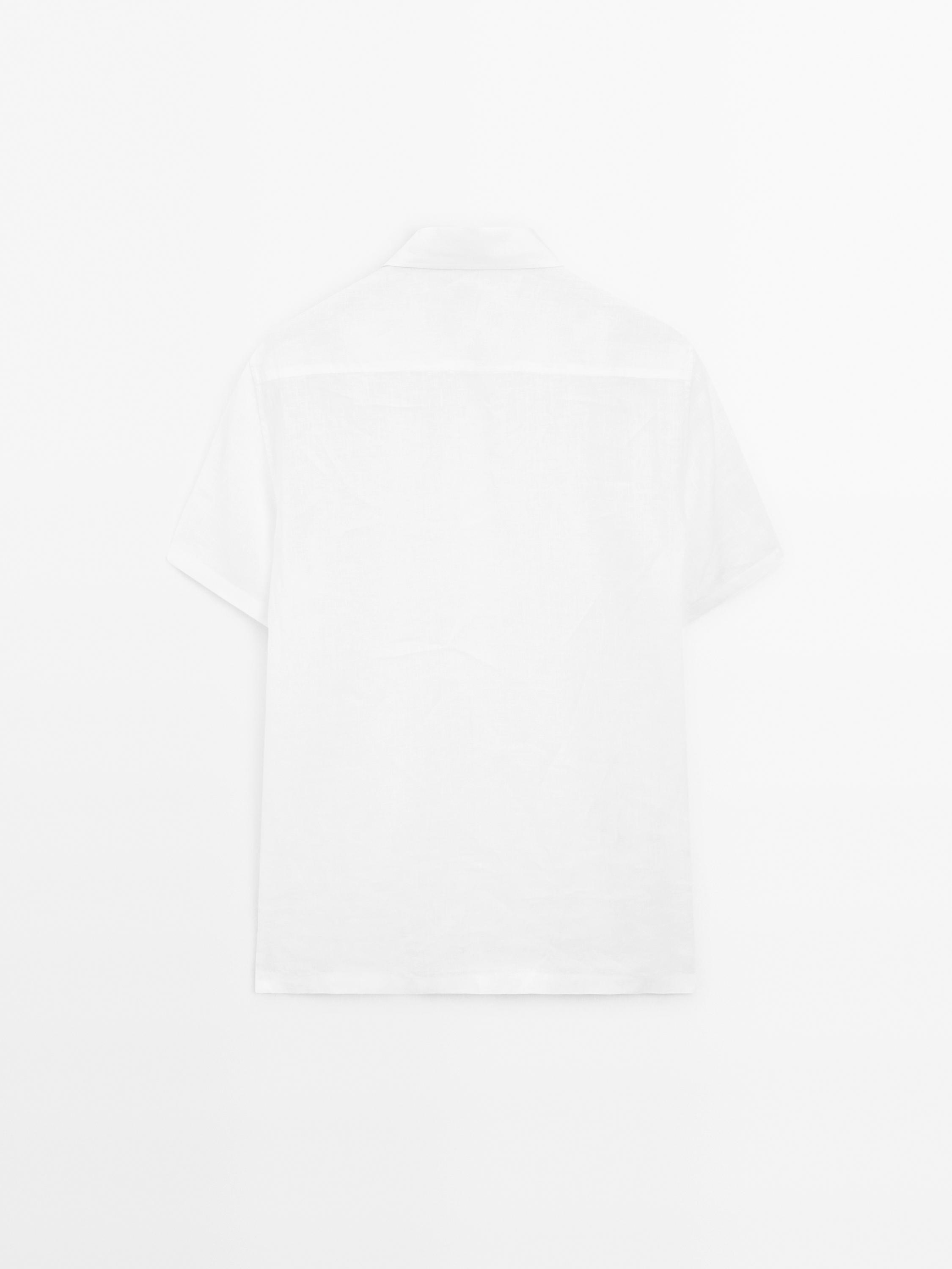 Regular fit short sleeve linen shirt