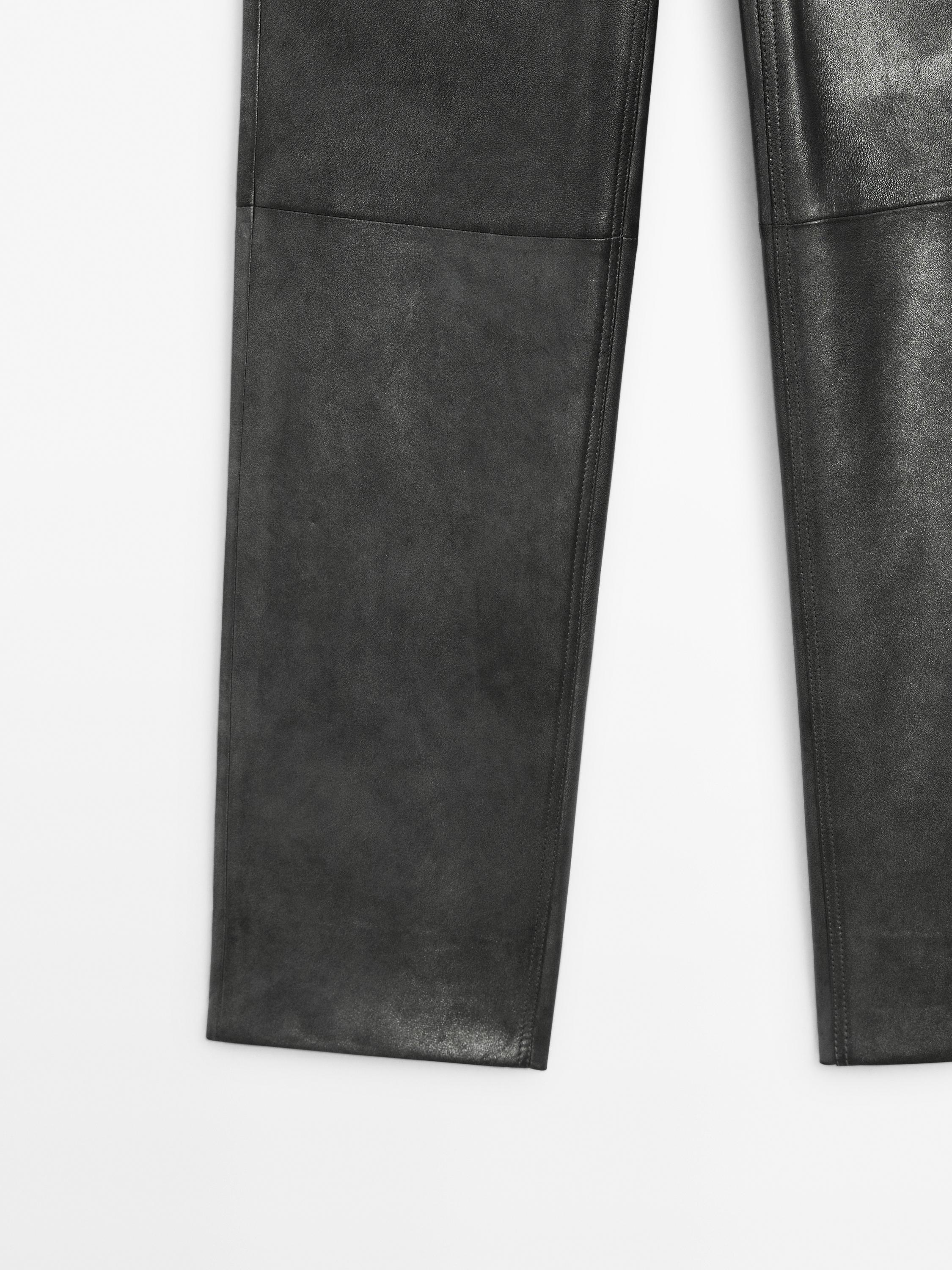 Straight-leg leather trousers