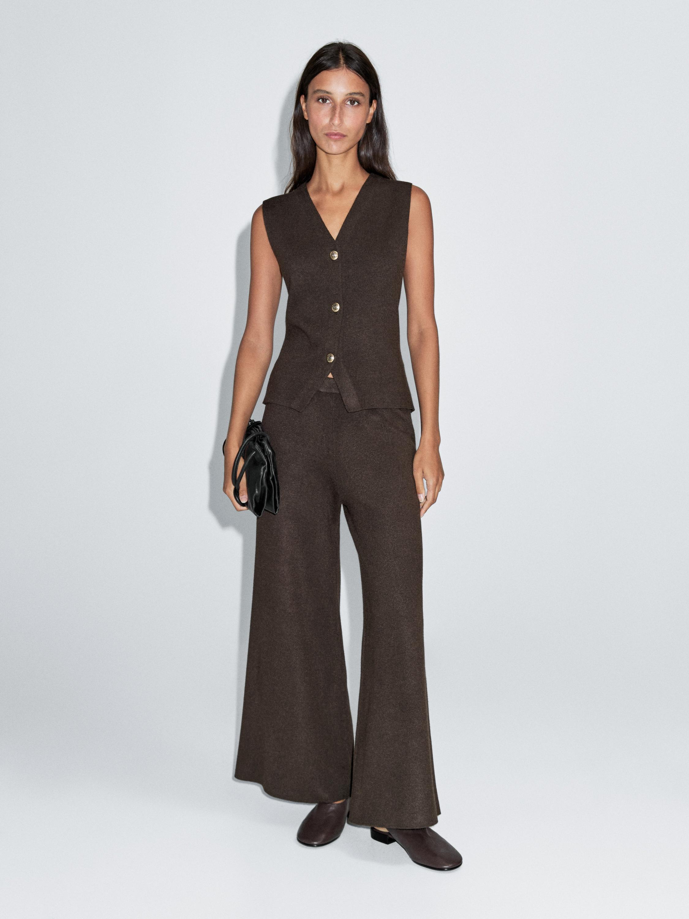 Wide-leg knit trousers