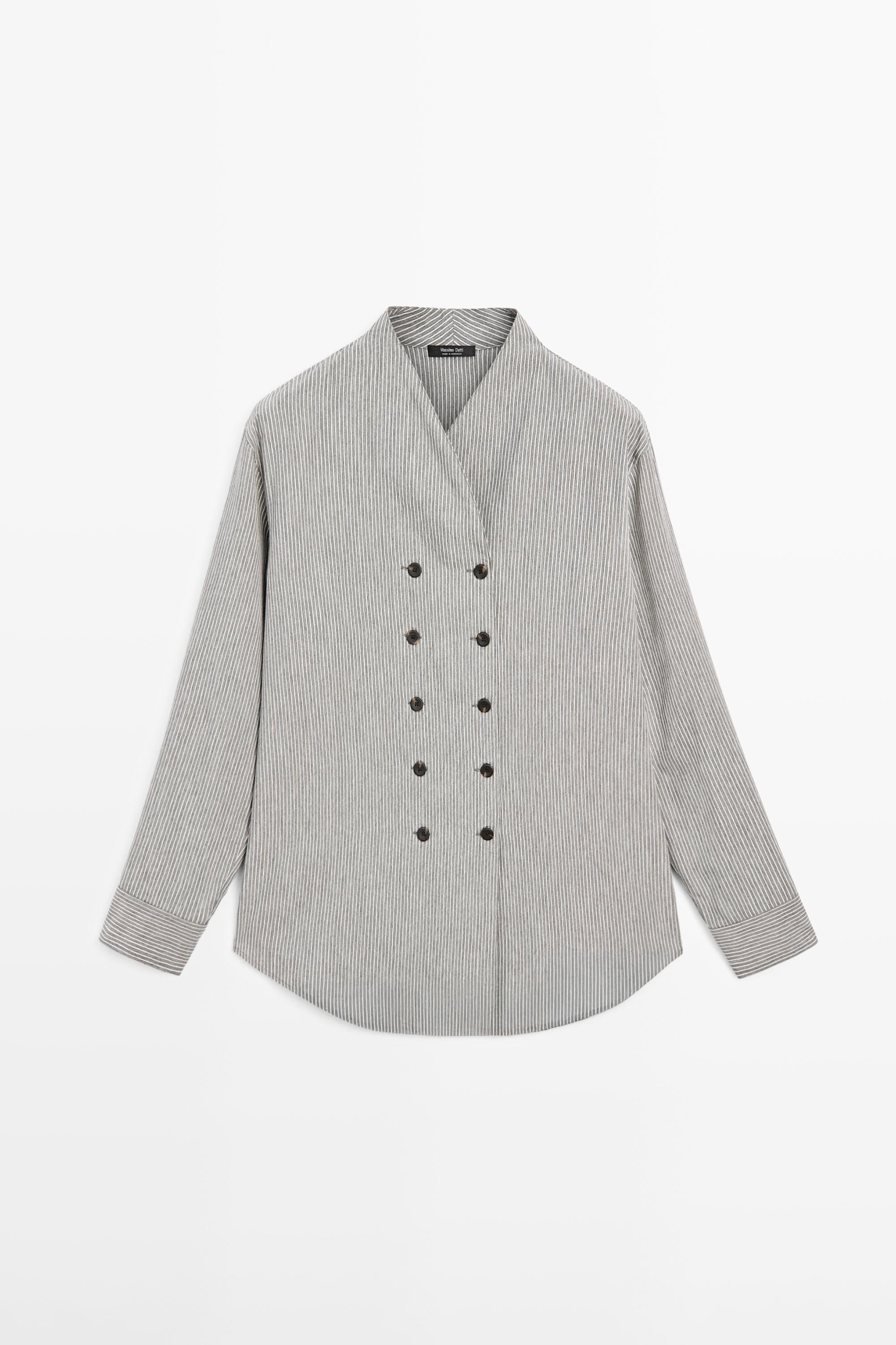 Floaty striped shirt with button detail