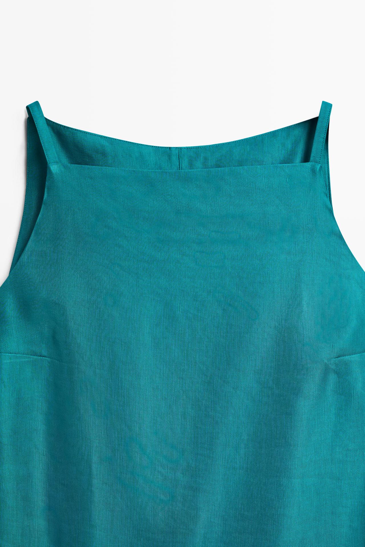 Linen blend mini dress — BLUE