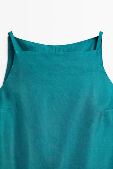 Linen blend mini dress — BLUE 4