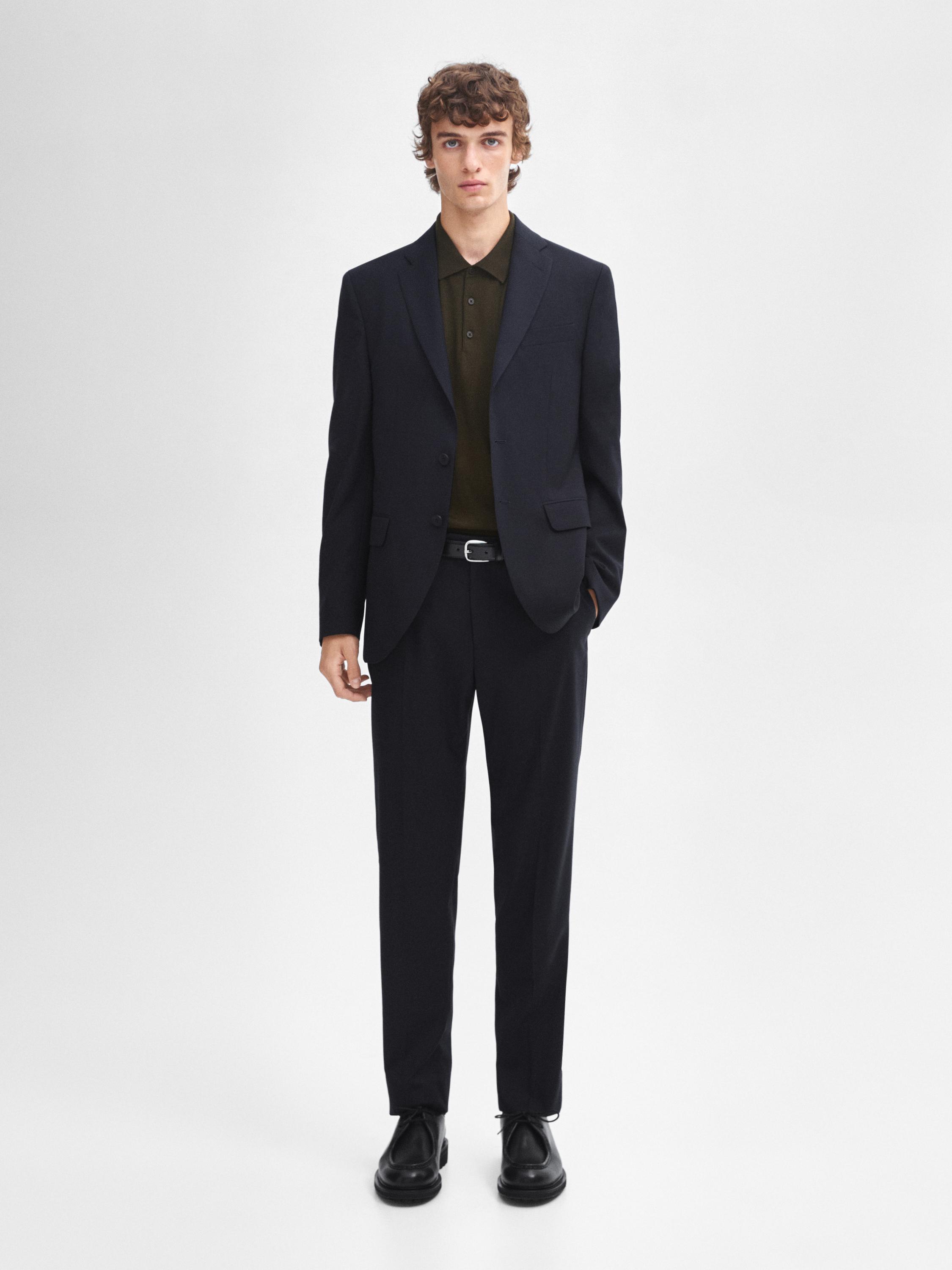 100% wool suit blazer · Navy Blue, Black · Dressy | Massimo Dutti