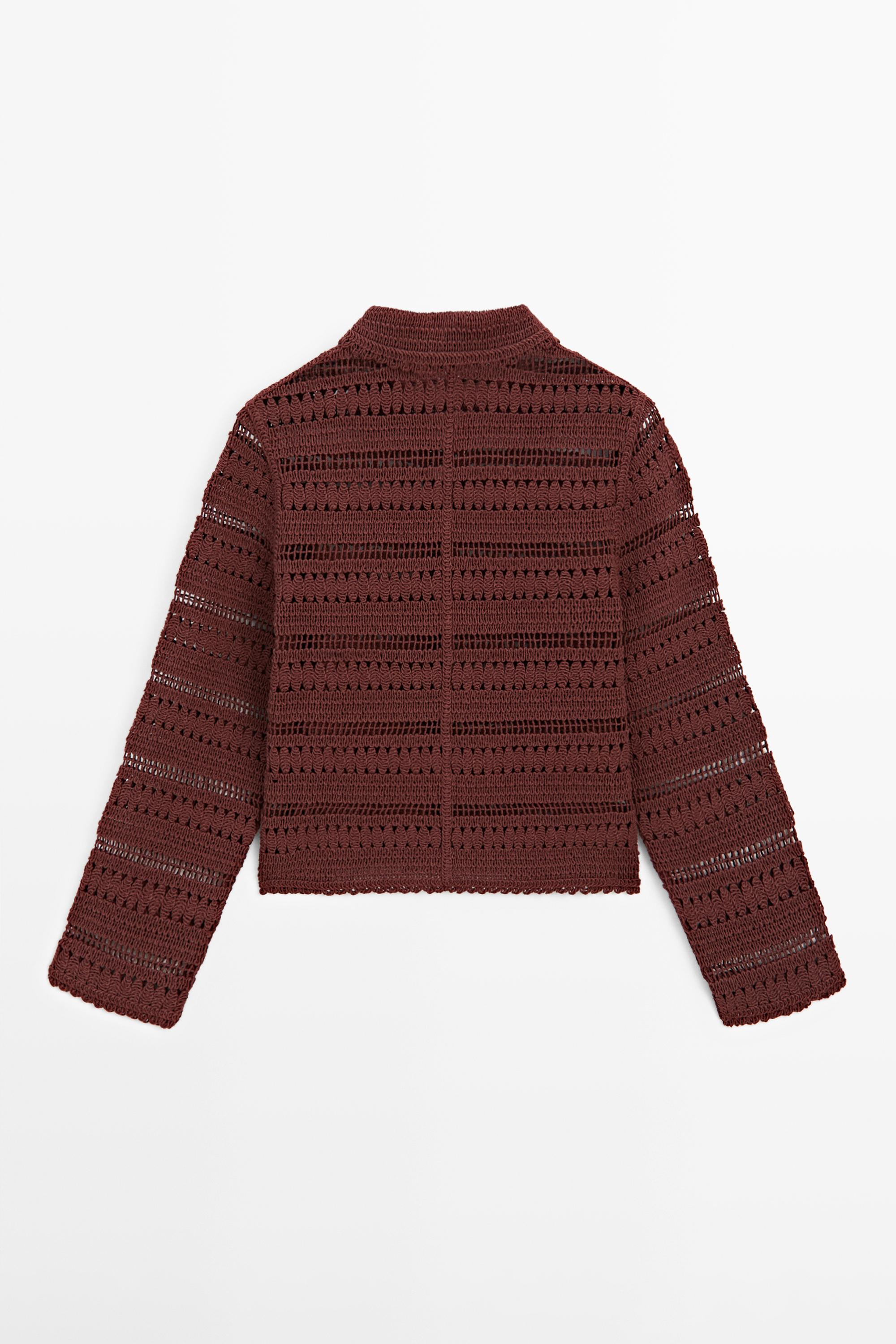 Short cotton crochet jacket — RUSSET
