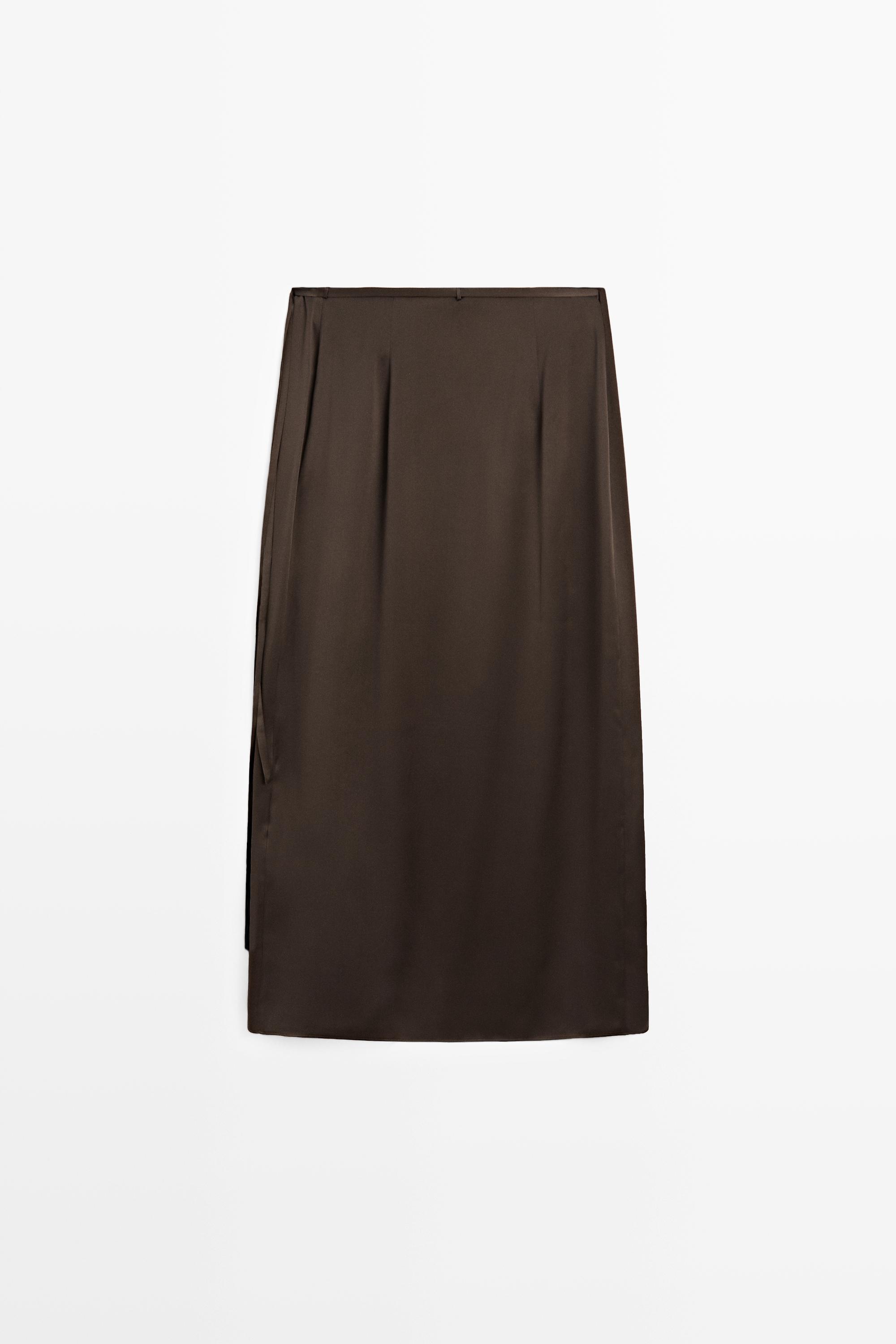 100% silk lace-detail pareo skirt — Chocolate