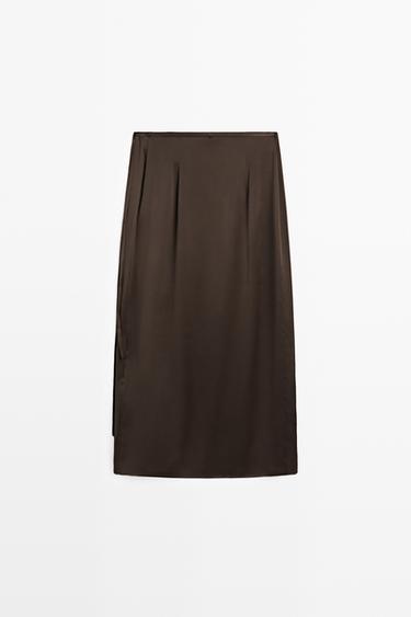 100% silk lace-detail pareo skirt — Chocolate 6