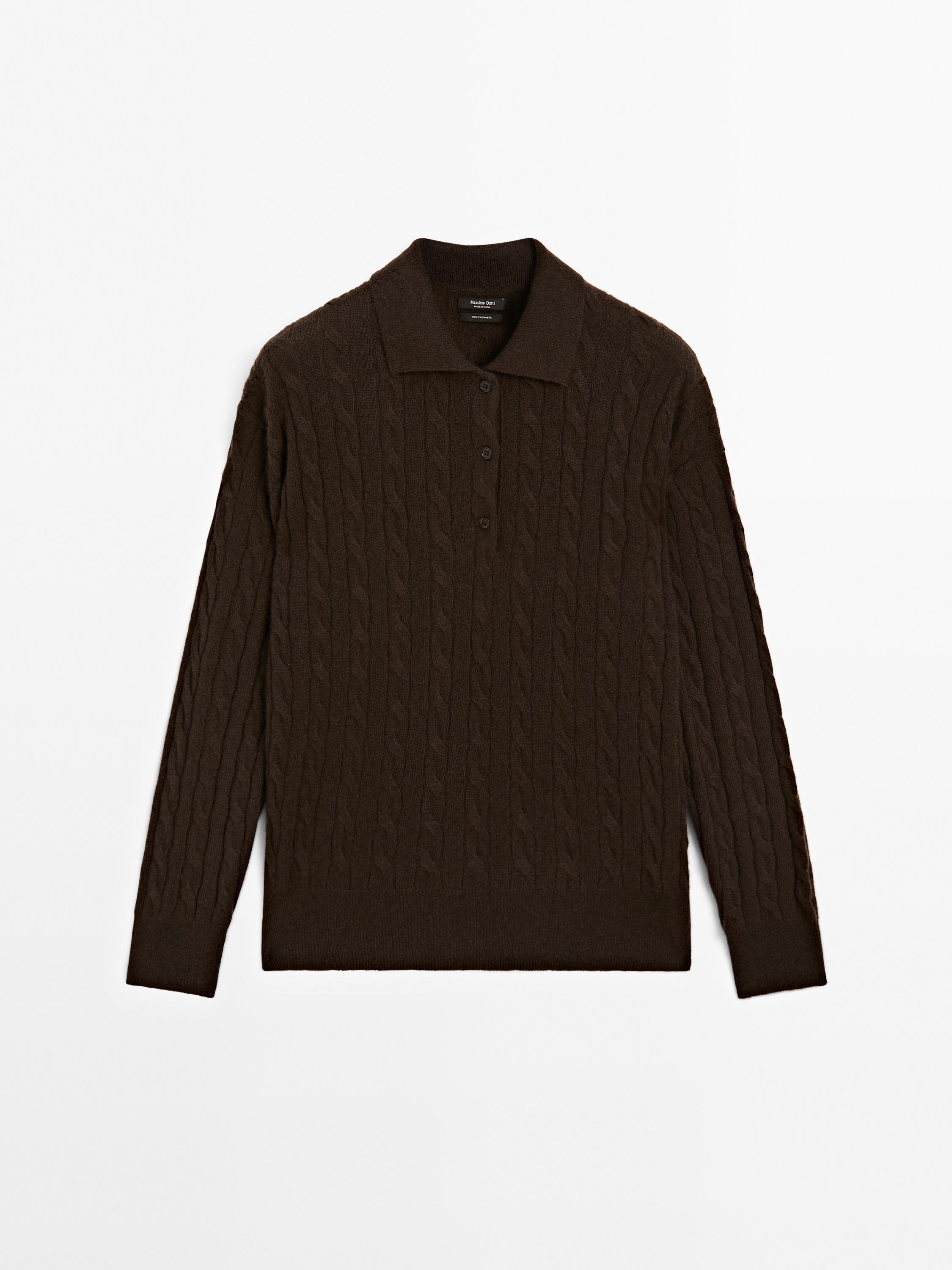 100% cashmere polo collar sweater