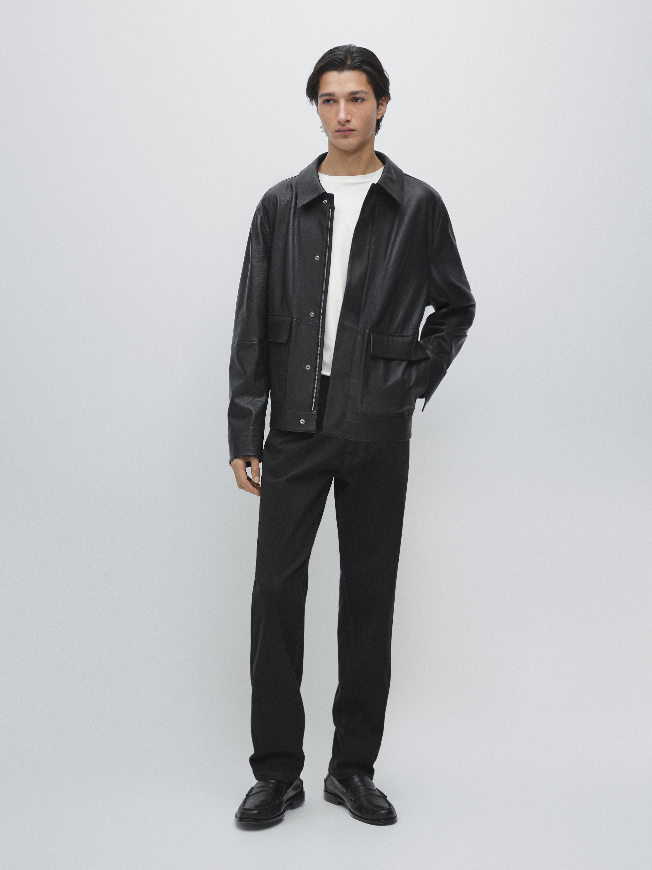 Jakna z žepi iz napa usnja