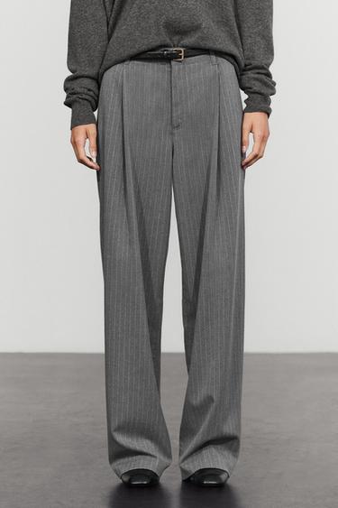 Pinstripe wide-leg pants — ANTHRACITE GREY 3