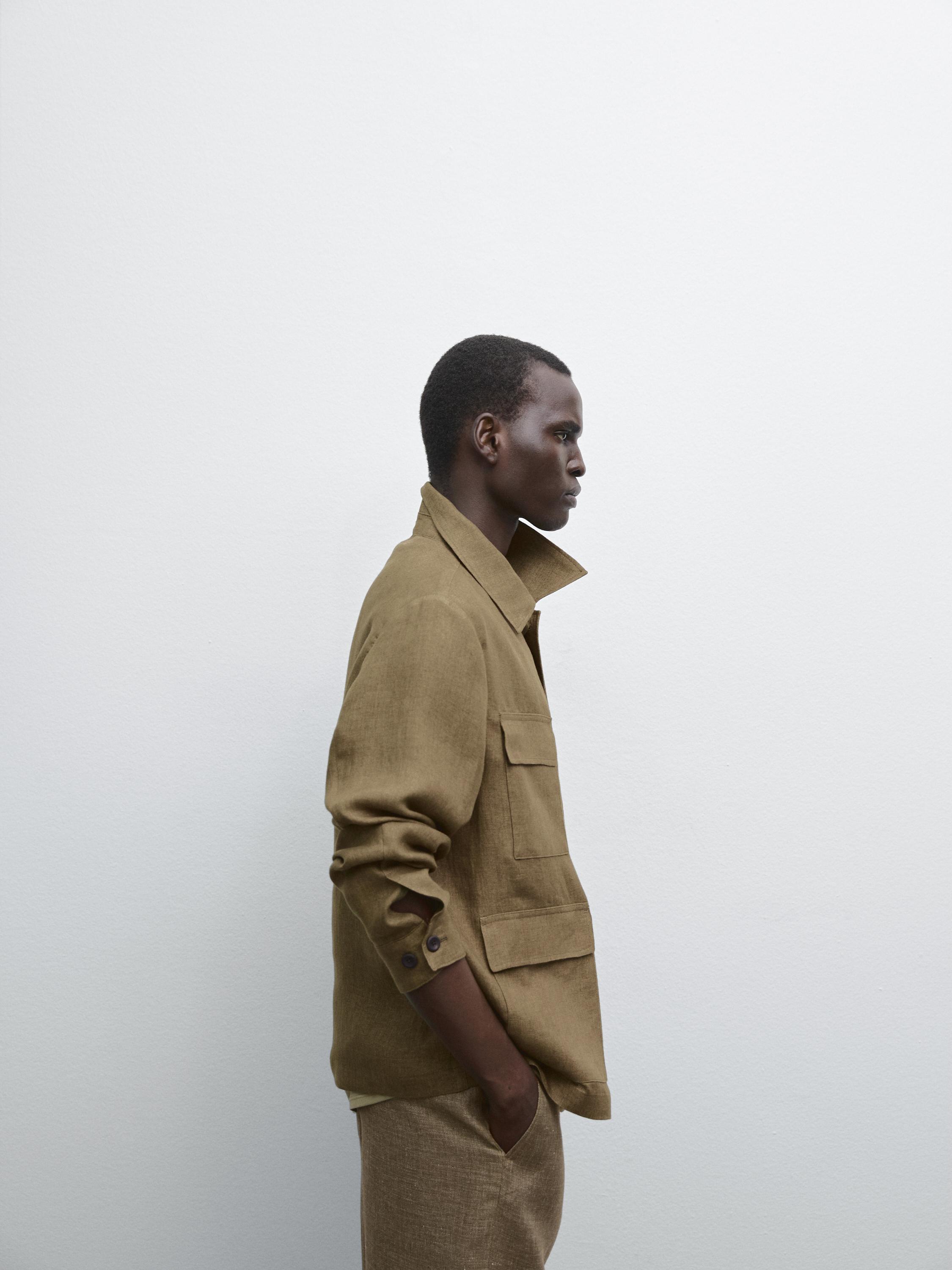 100% linen overshirt with pockets