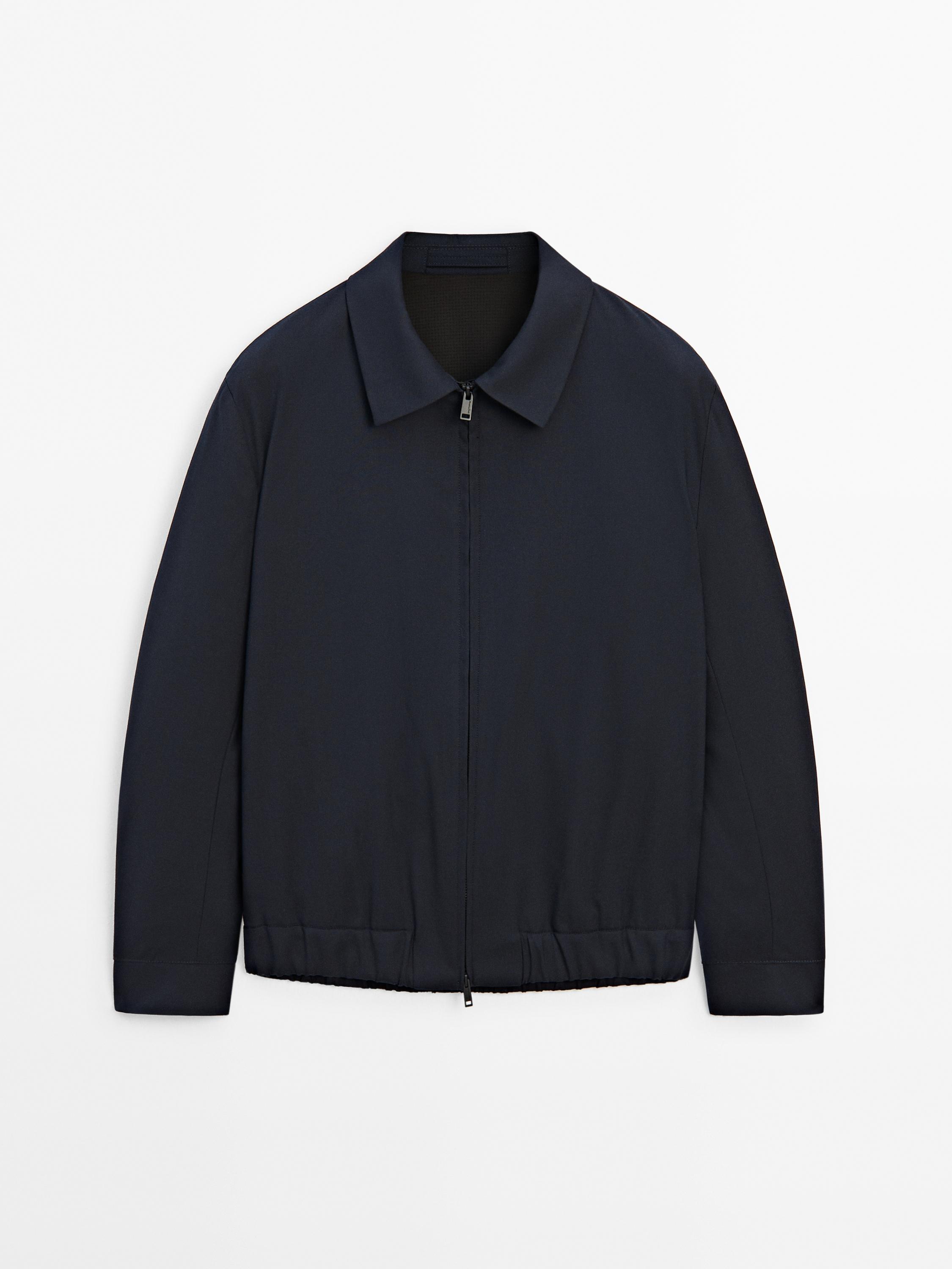 Technical wool blend bomber jacket