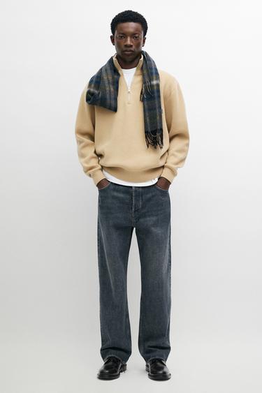 Wool mock neck knit sweater — CAMEL 1