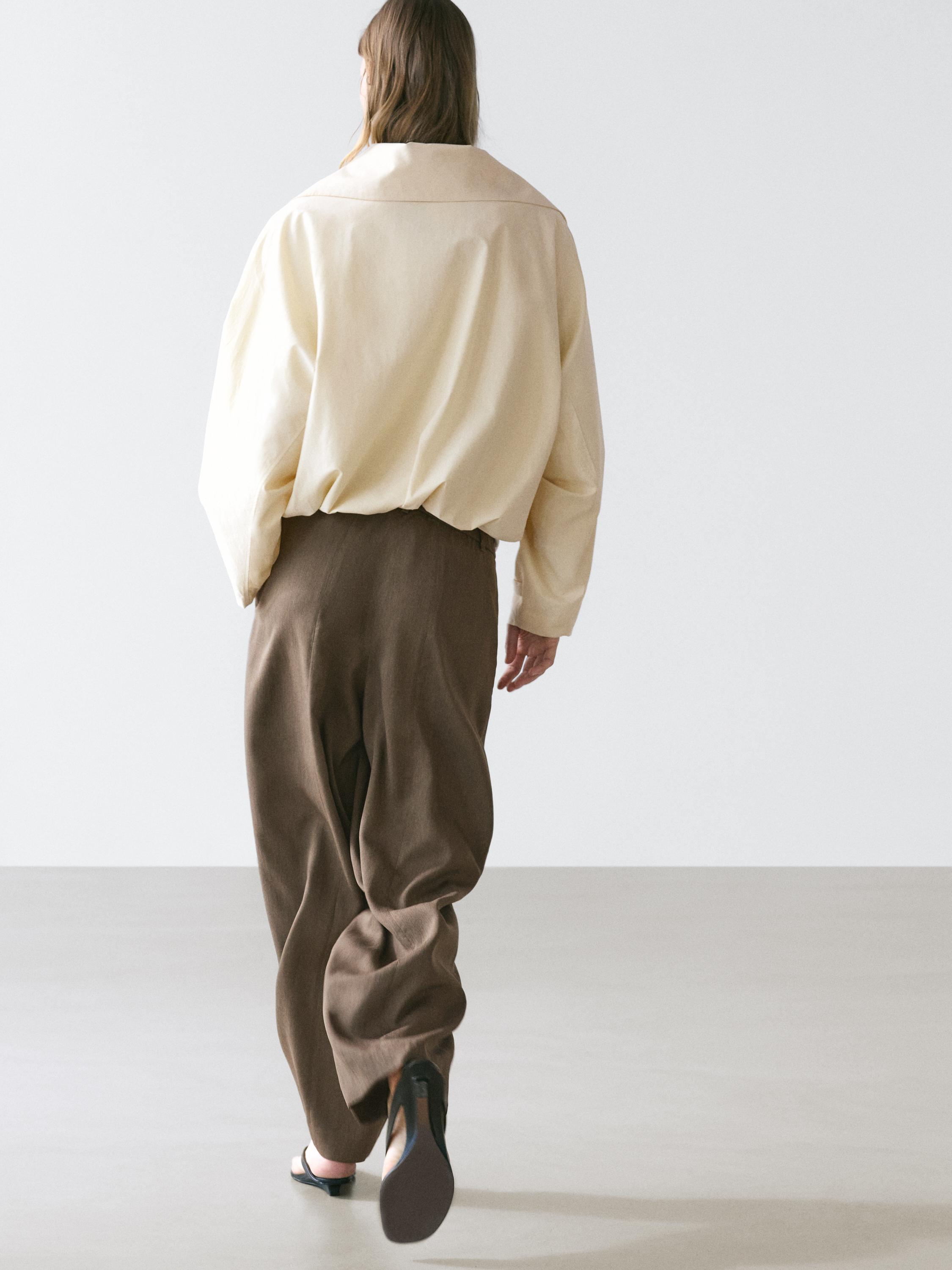 Flowing trousers with elasticated waistband — DARK GREEN