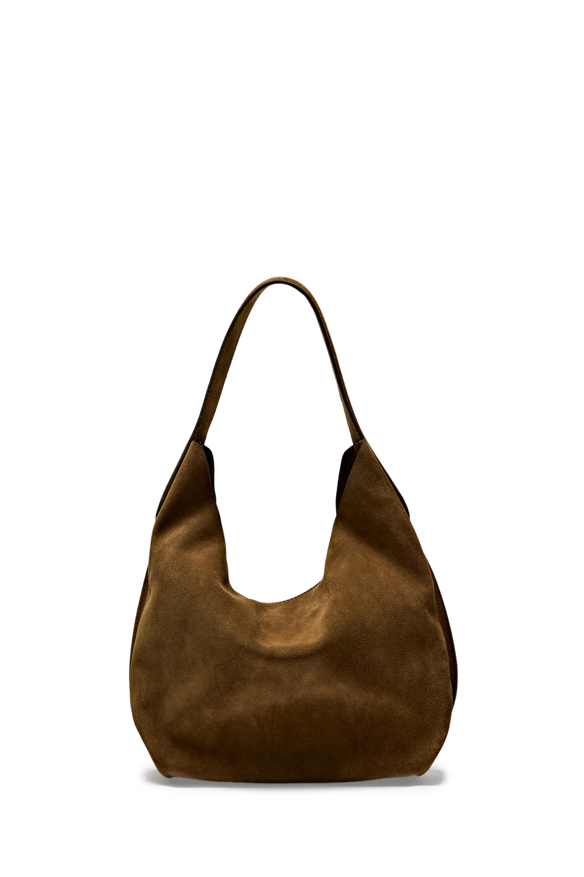 Split suede leather mini bag — KHAKI GREEN