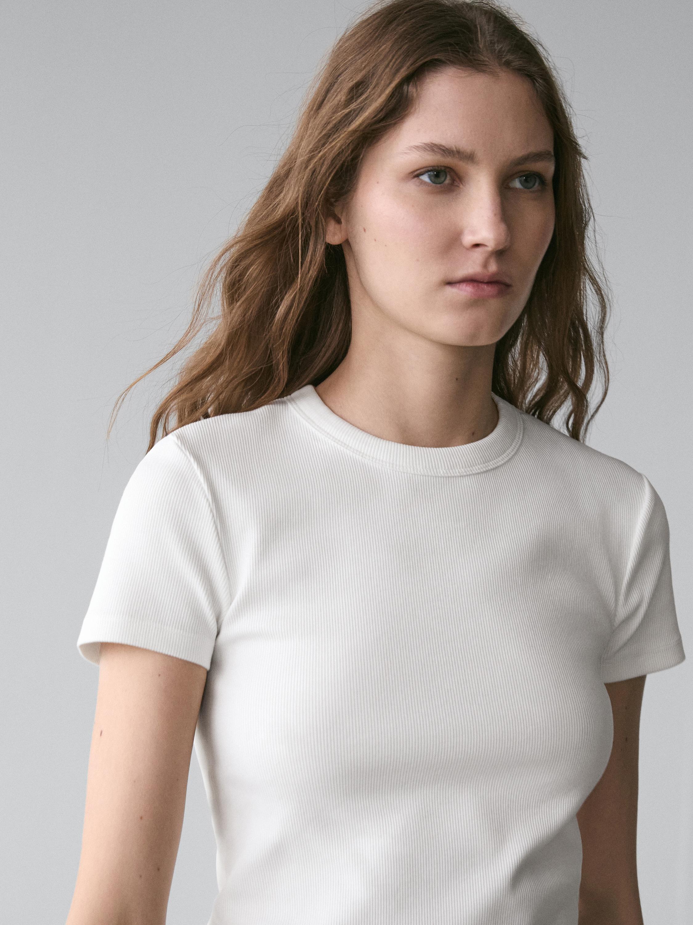 Ribbed heavy weight short sleeve T-shirt — Off white