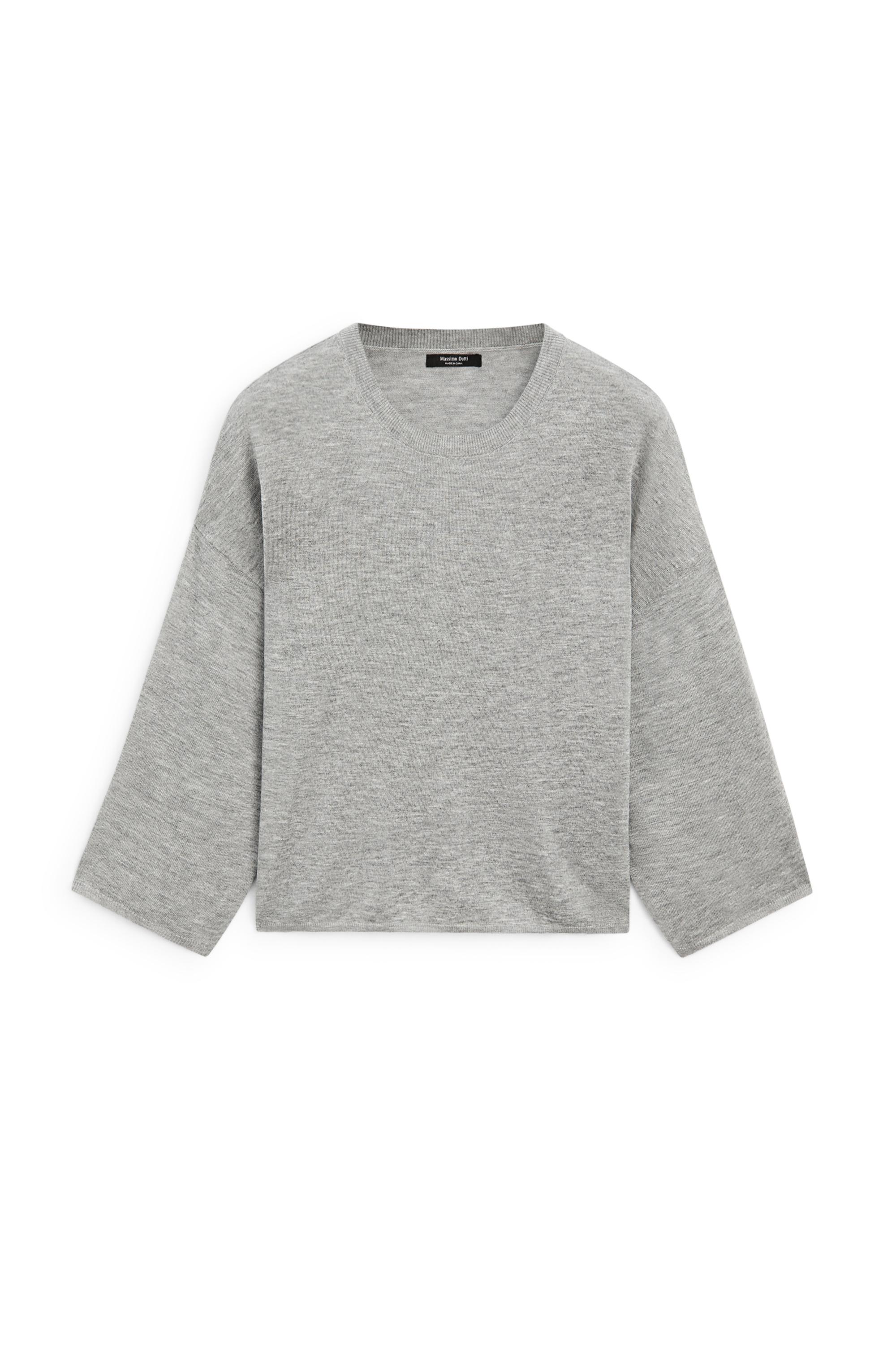 Round neck knit sweater — GREY MARL