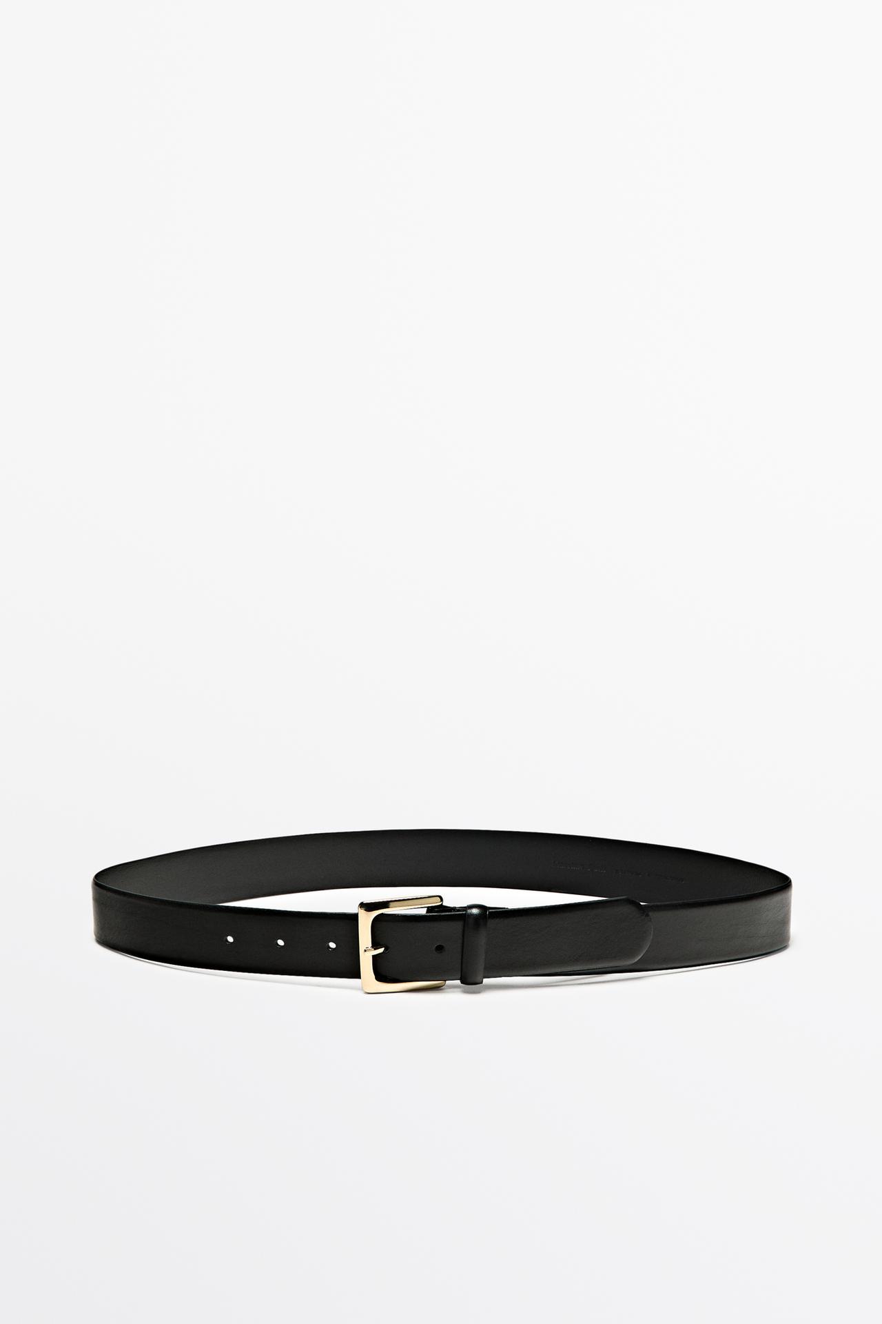 Nappa leather belt with square buckle — BLACK