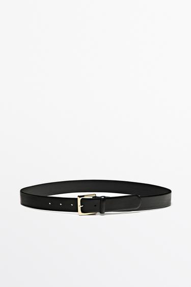 Nappa leather belt with square buckle — BLACK 1