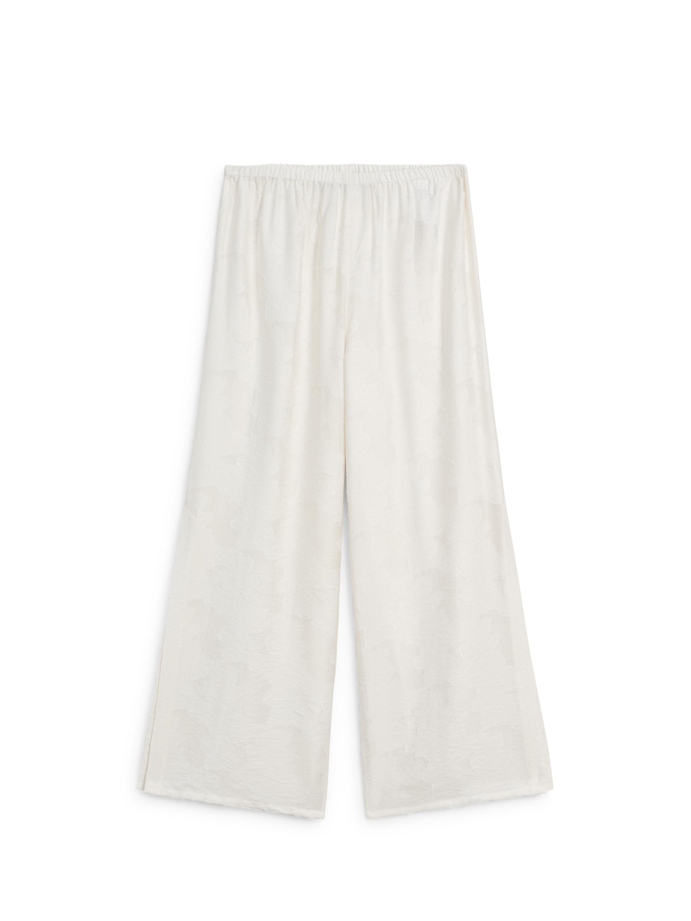 Flowing stretch trousers with fabric detail — WHITE