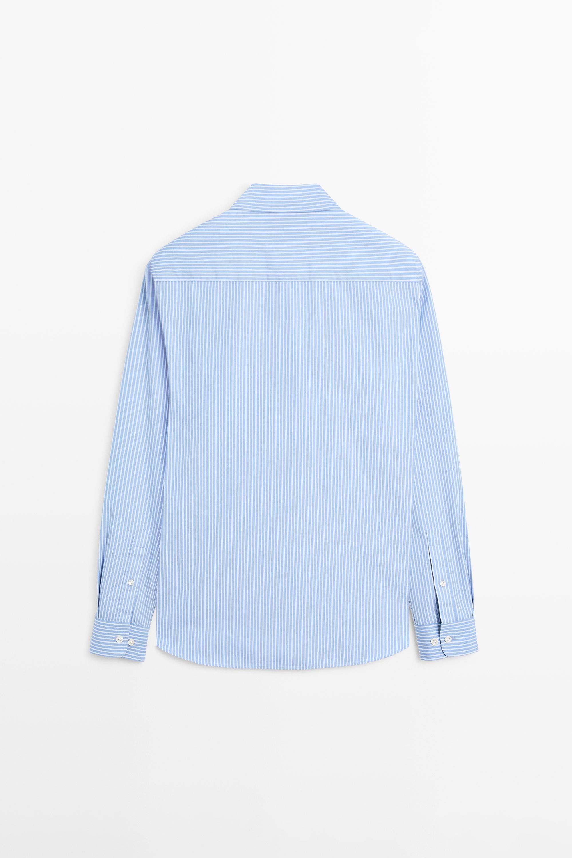 100% cotton poplin regular fit shirt — MEDIUM BLUE