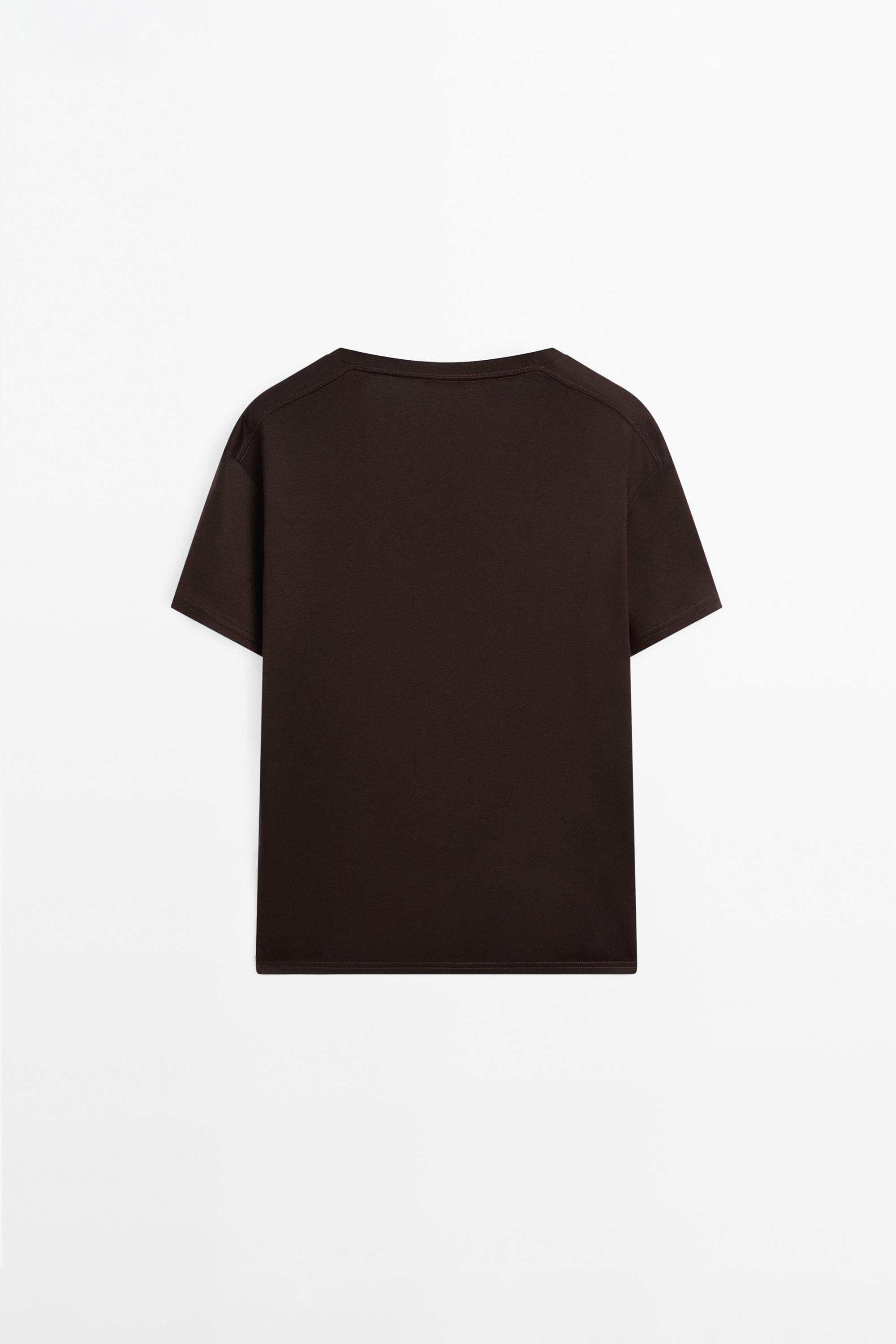 Flowing V-neck T-shirt — BROWN