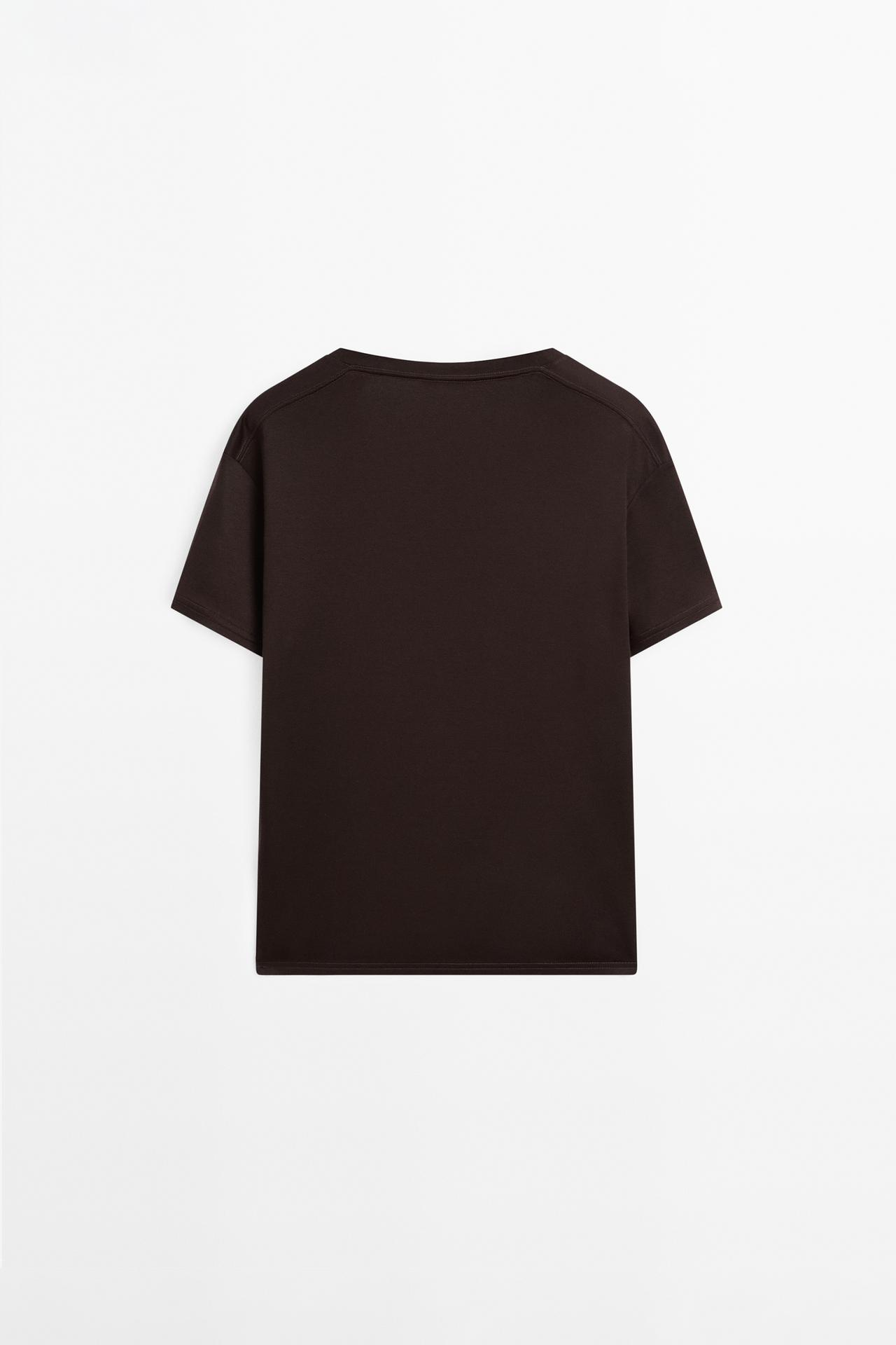 Flowing V-neck T-shirt — BROWN