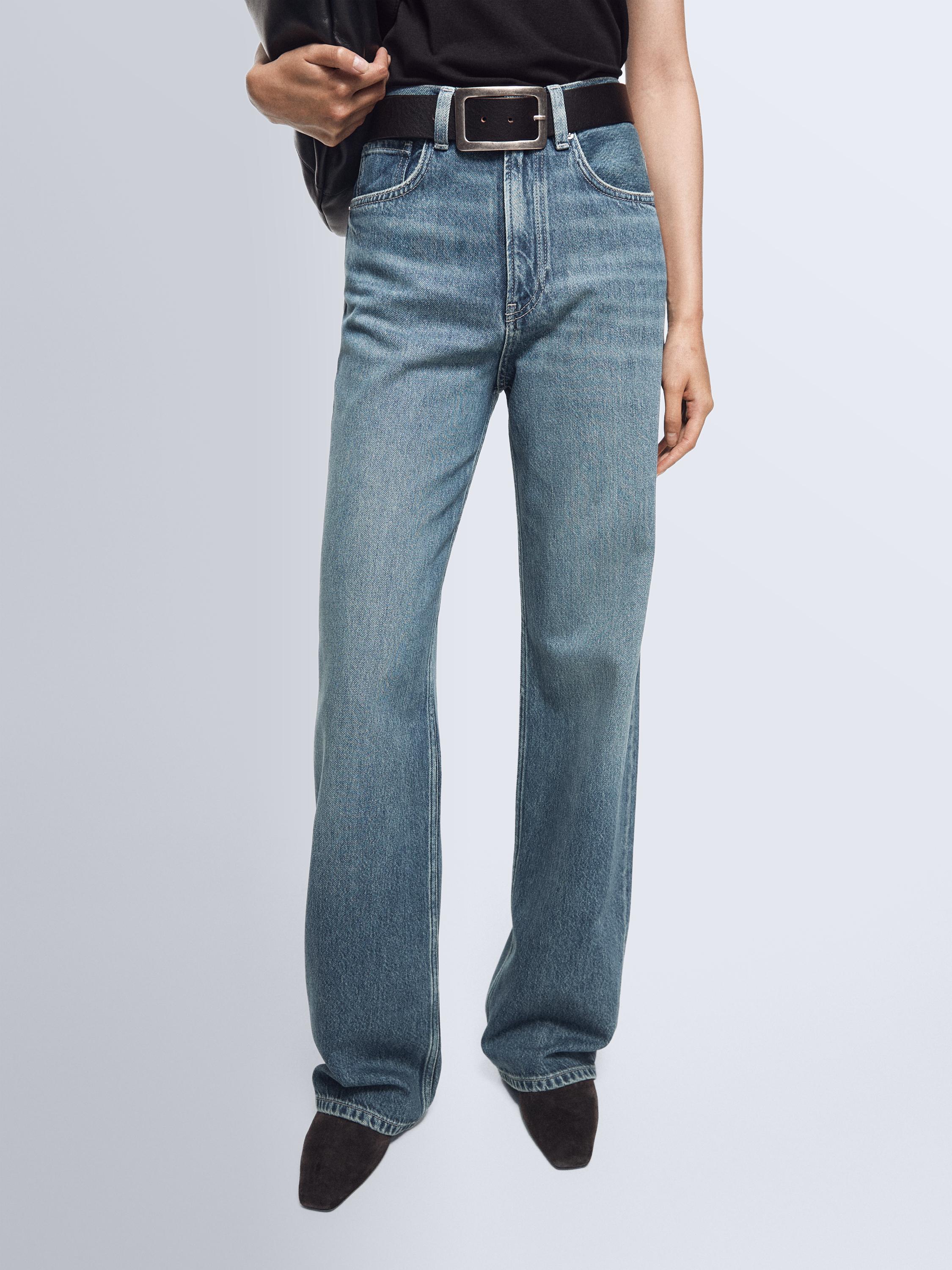 Wide-Leg-Jeans mit halbhohem Bund