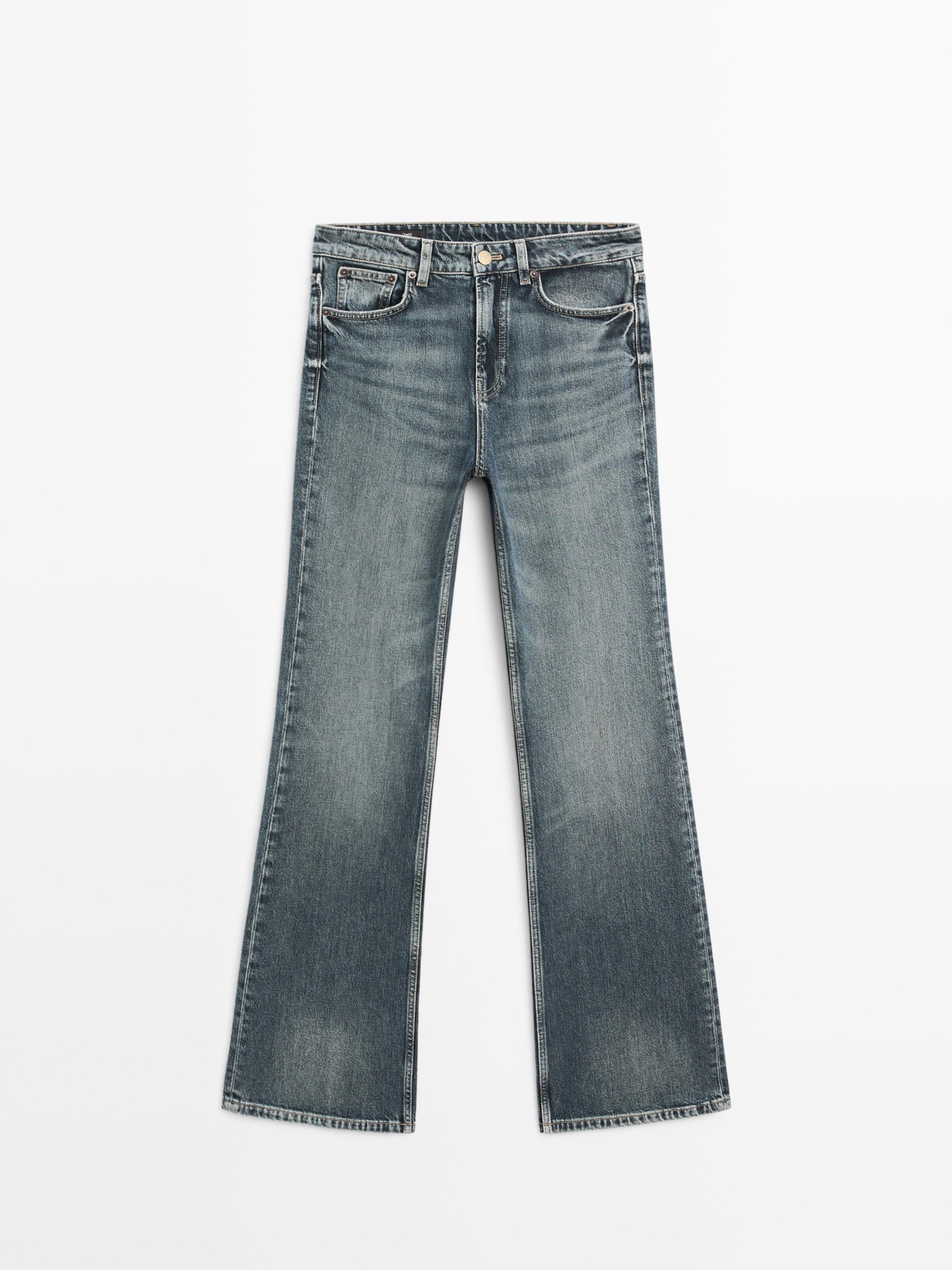 Mid-rise straight-leg flare fit jeans — MEDIUM BLUE