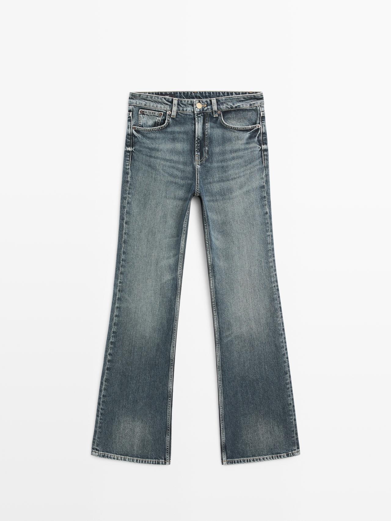 Massimo Dutti - Dame - Mid Waist Jeans Med Lige Ben Og Svaj - Blå - 44