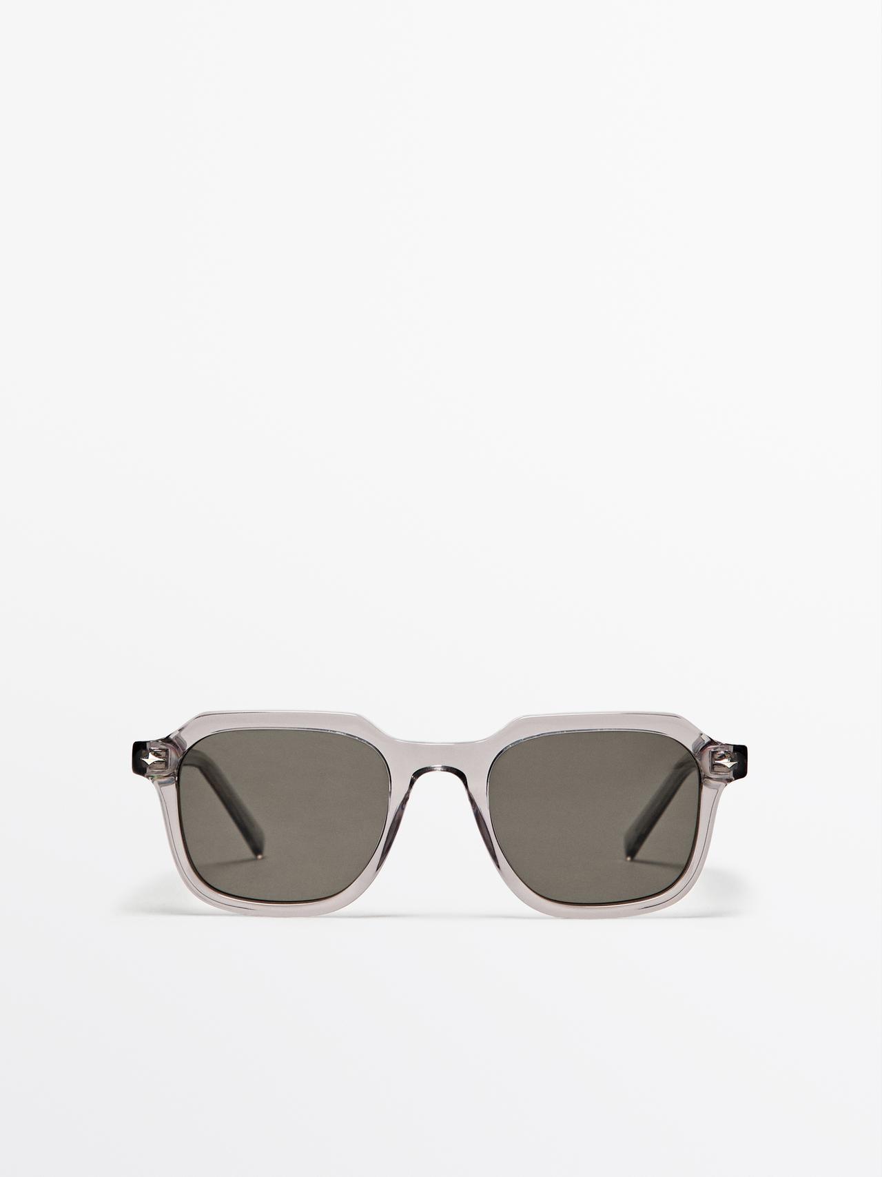 Lunettes De Soleil Carrées - Gris Vigoré - 01 - Massimo Dutti - Homme