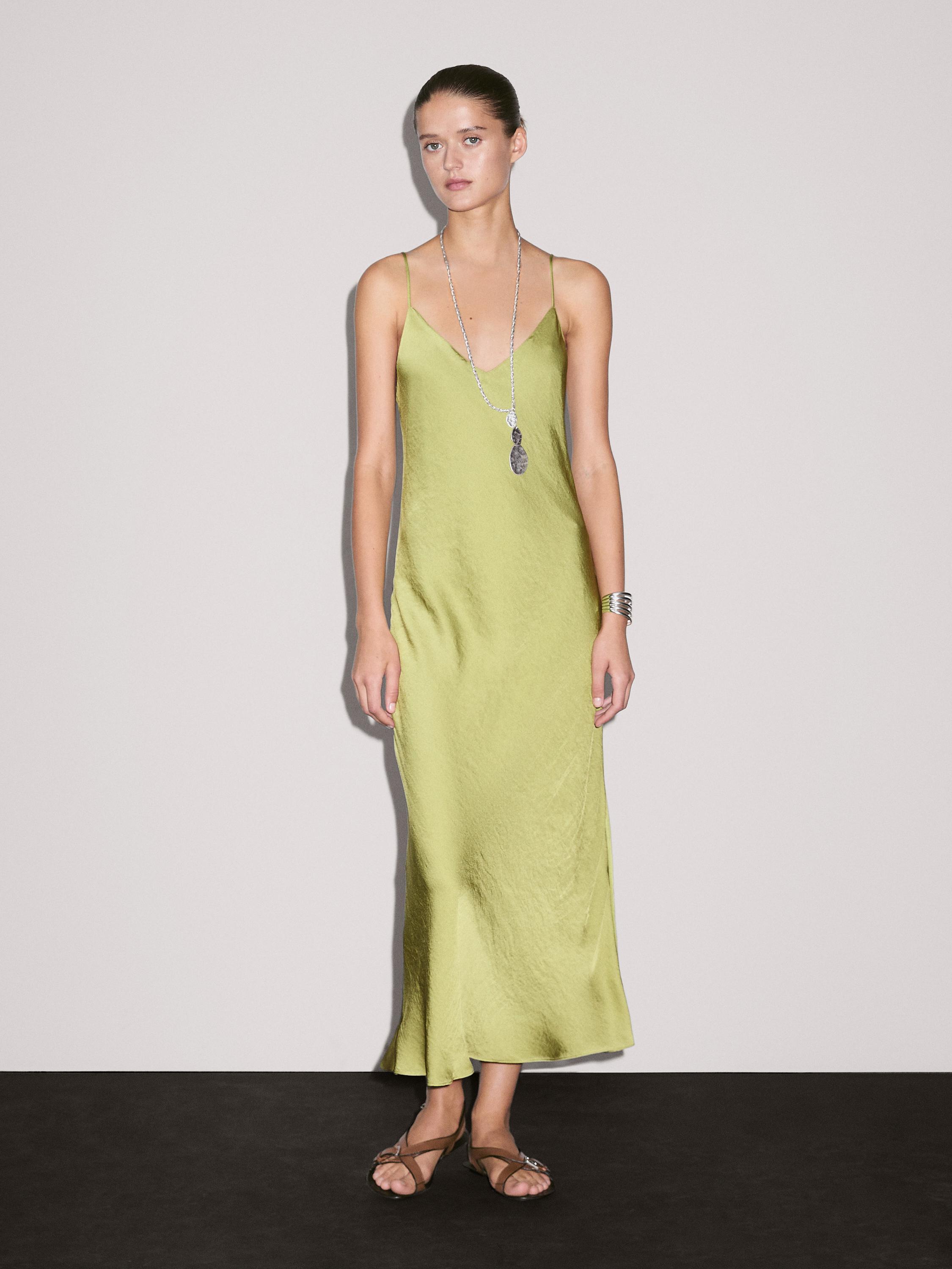 Flowing satin midi dress