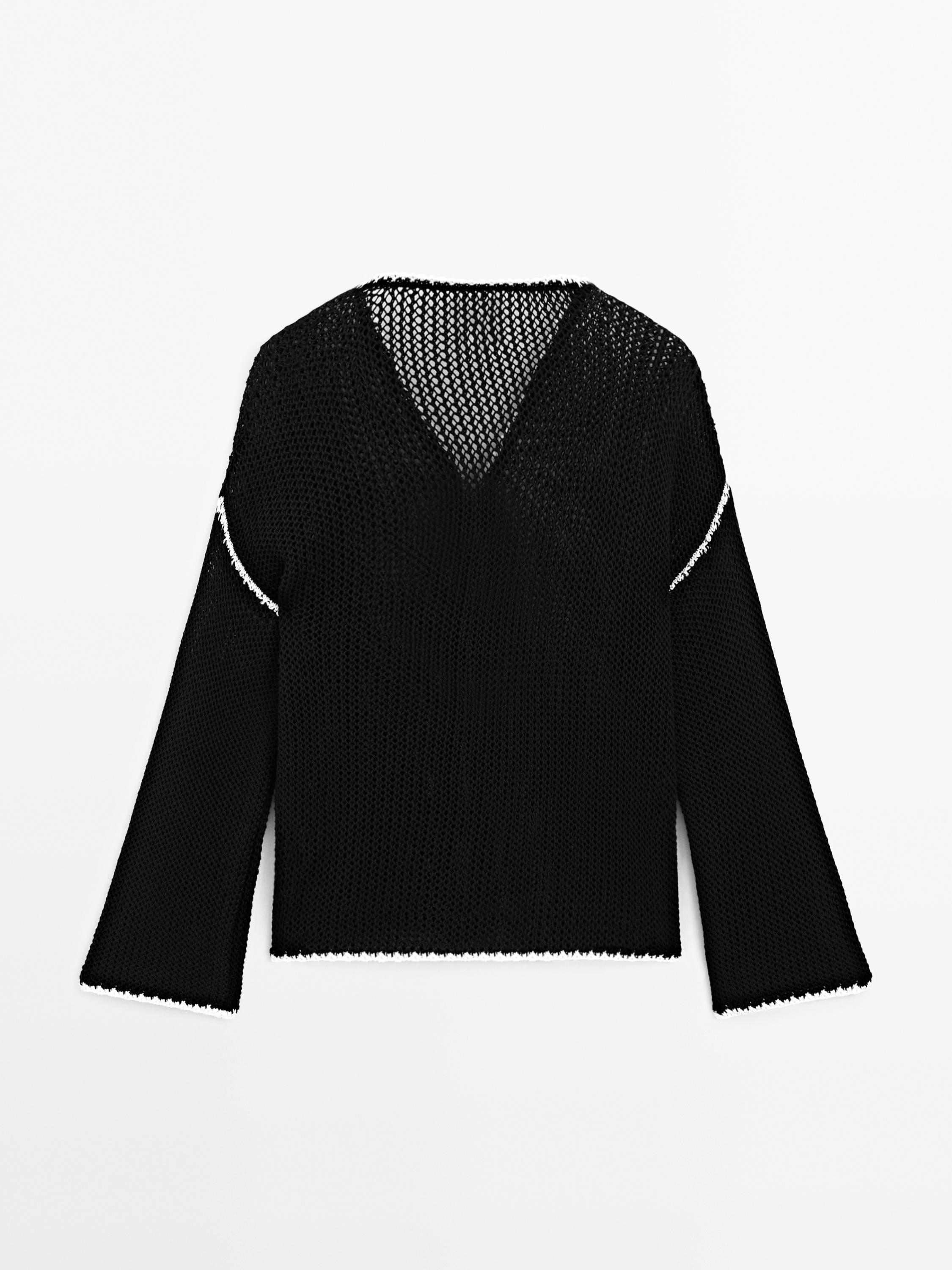 100% cotton openwork crochet sweater