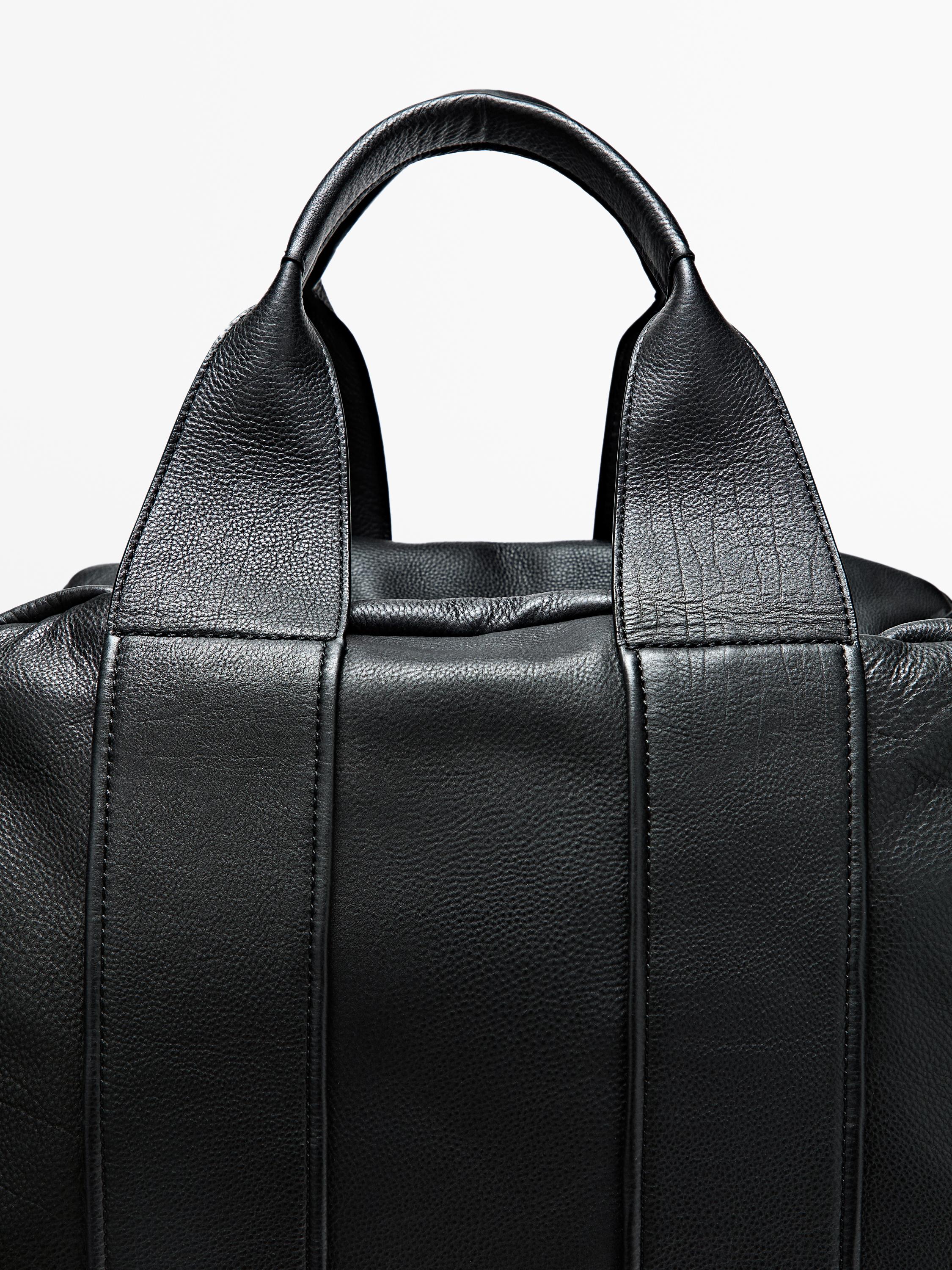 Nappa leather travel bag — BLACK
