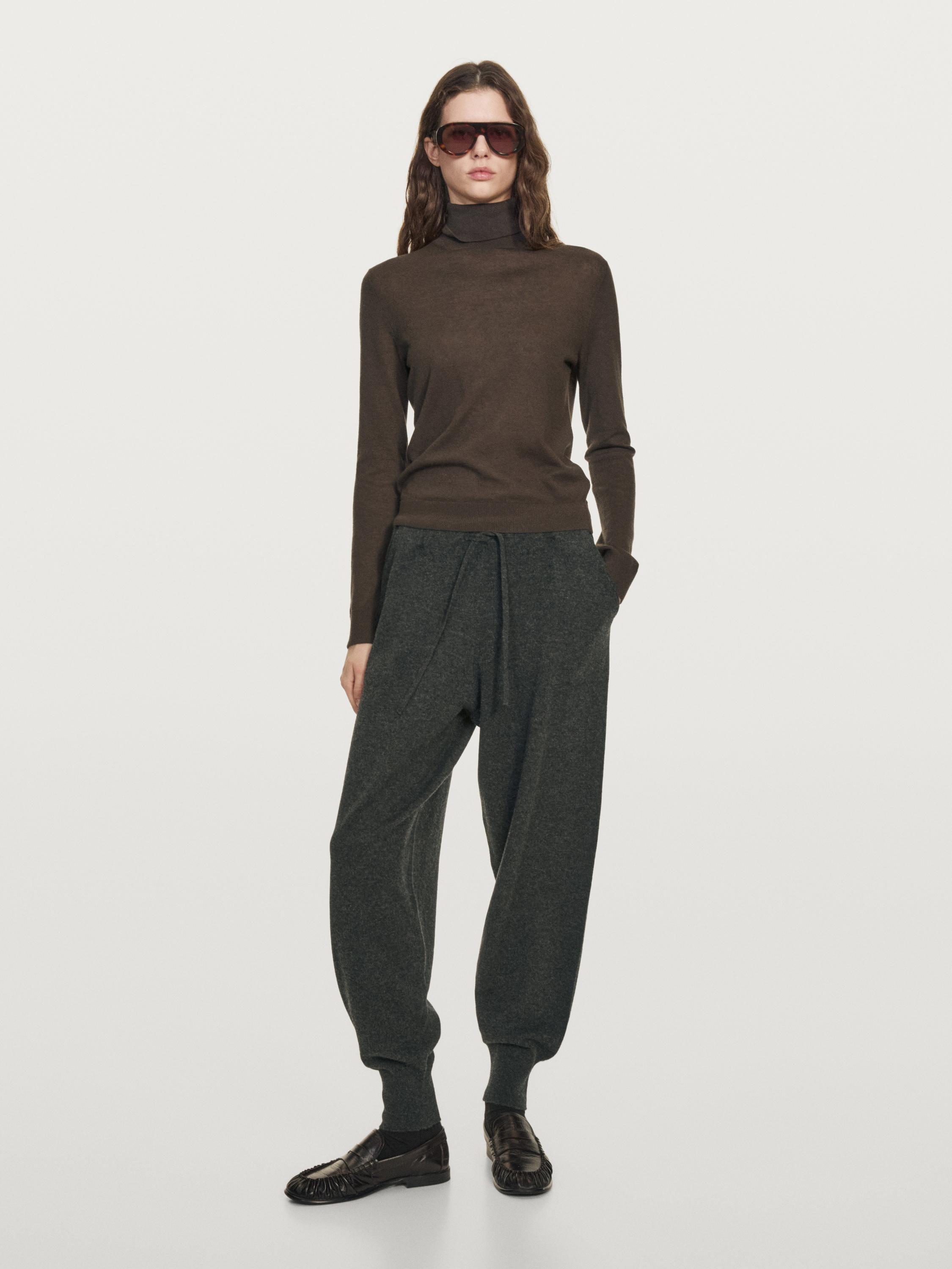 Pantalon bouffant avec poches en maille 100 % laine