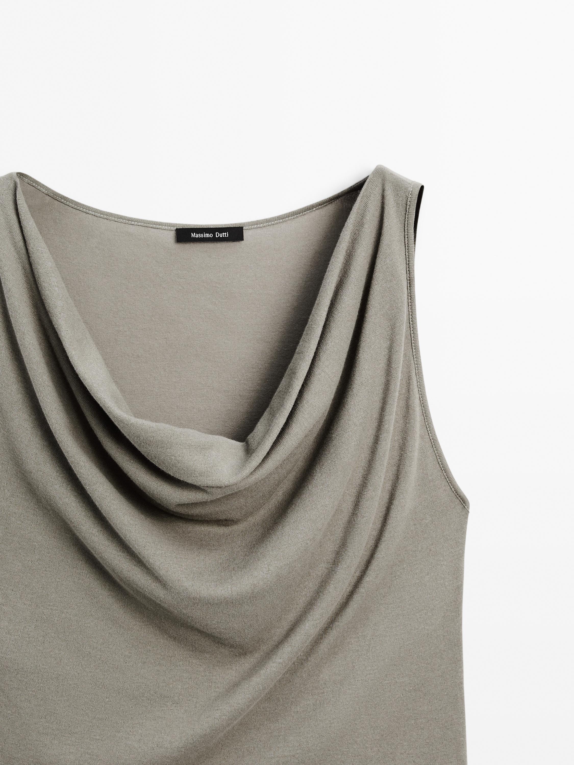 100% cotton top with draped neckline