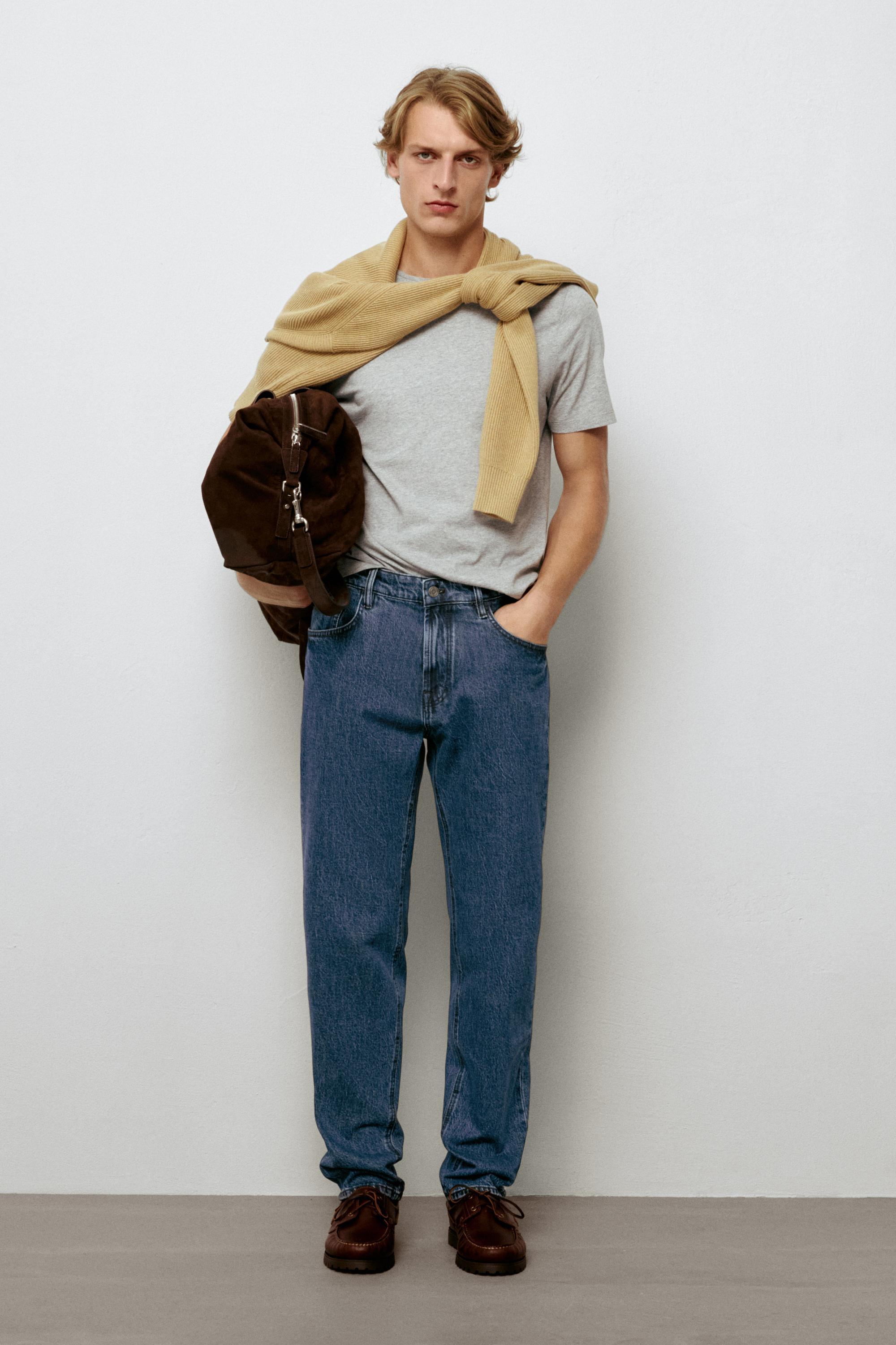 Stonewashed tapered-fit jeans